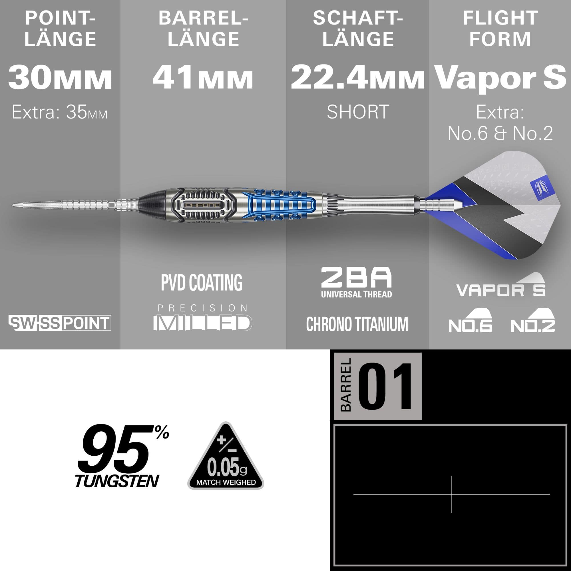 Ocelové šipky Target Phil Taylor Power X Chrono Swiss Points