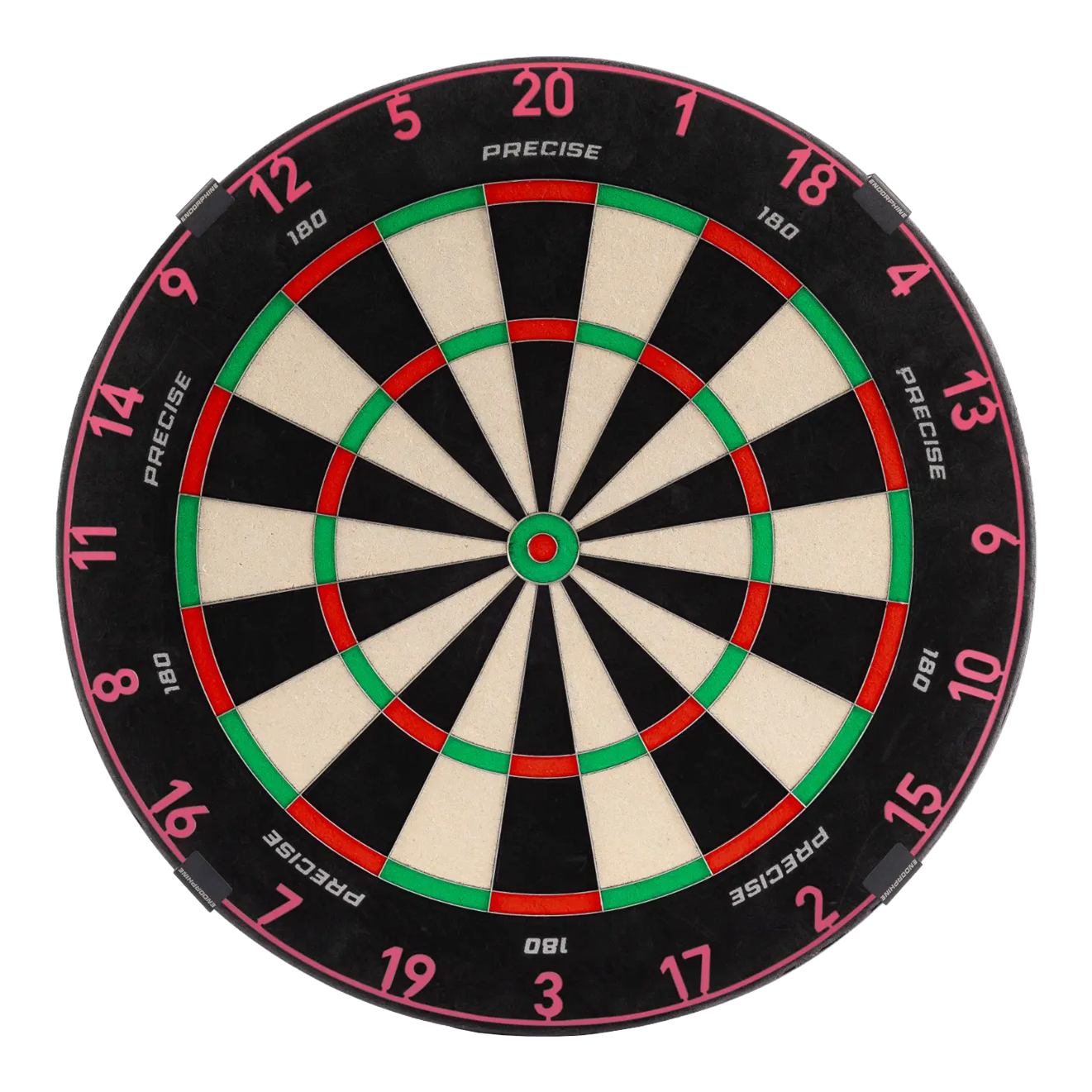 Precise 180 Endorphine Steel Dartboard s číslovaným kroužkem - Cyber Pink Das Precise 180 Endorphine Steeldartboard mit Nummernring in Cyber Pink ist auf dem Bild dargestellt. Es eignet sich perfekt für anspruchsvolle Dartspieler.