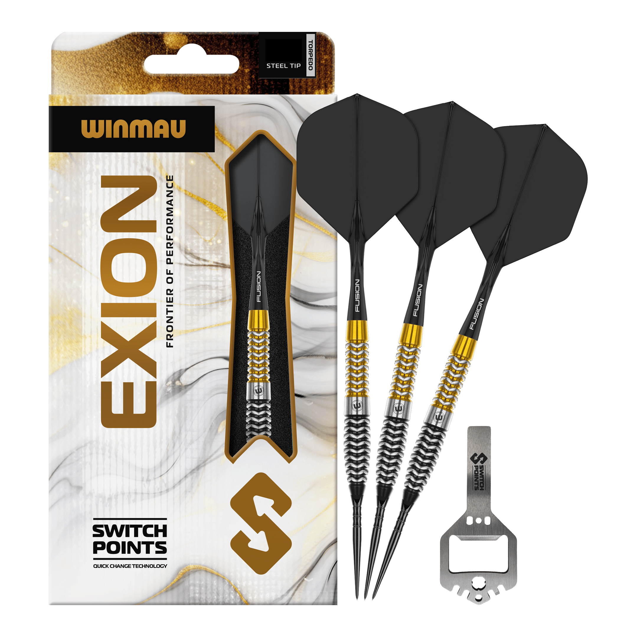 Stříkací body Winmau Exion Torpedo Steeldarts Das Bild zeigt vermutlich Winmau Exion Torpedo Switch Points Steeldarts in voller Ansicht. Es handelt sich um ein Dartprodukt für Dartspieler.