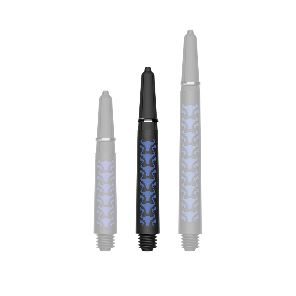 Karbonové šachty Bulls NL Capo - modré Das Foto zeigt BullsNL Capo Carbon Shafts Blau Short 34mm. Es handelt sich um einen einzelnen Dart-Schaft aus Carbon.