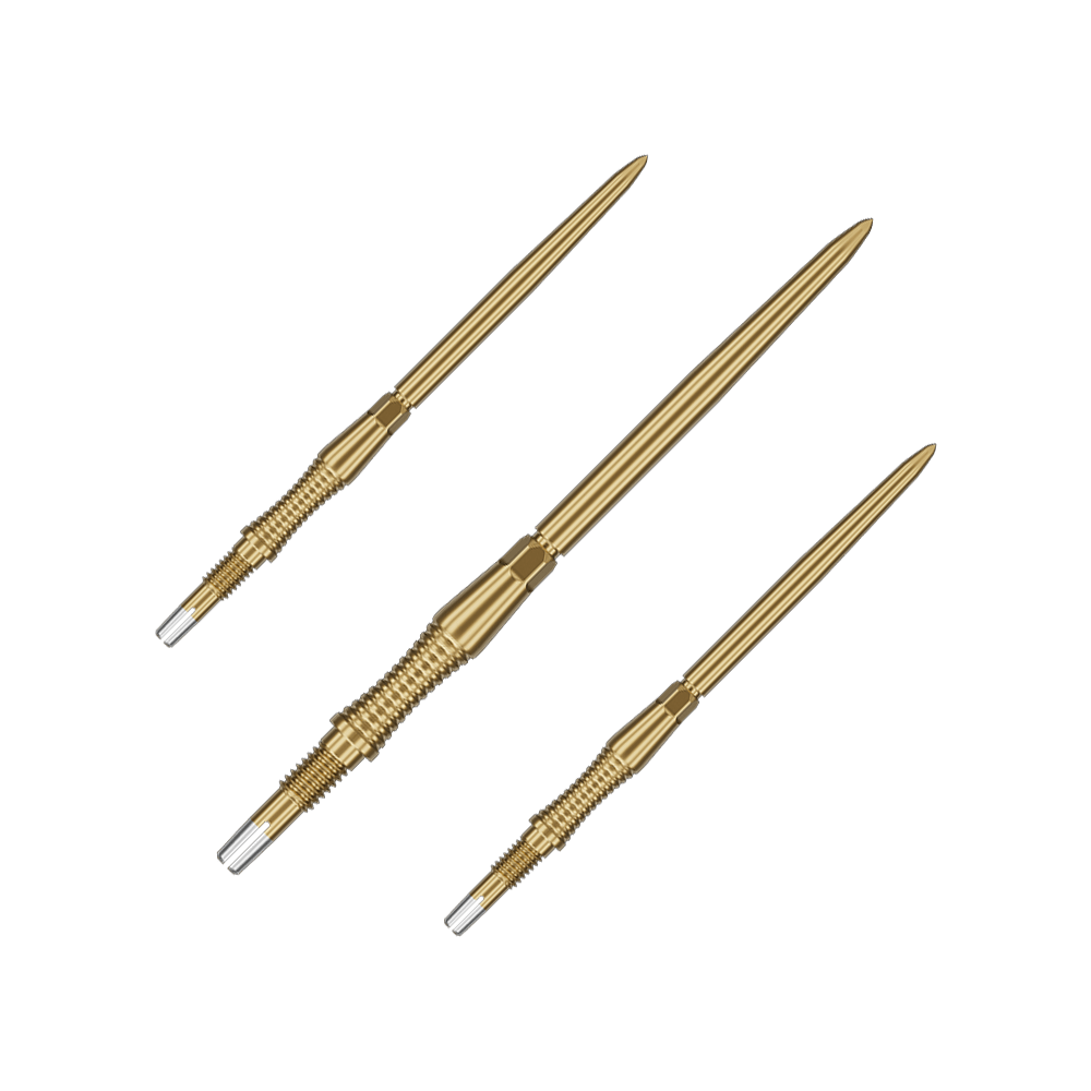 Špičky na šipky Target Swiss Point Signature RST - zlaté Das Bild zeigt ein Set von Target Swiss Point Dartspitzen Signature RST in Gold, 42mm. Das Set enthält mehrere identische Dartspitzen mit strukturierter Oberfläche.