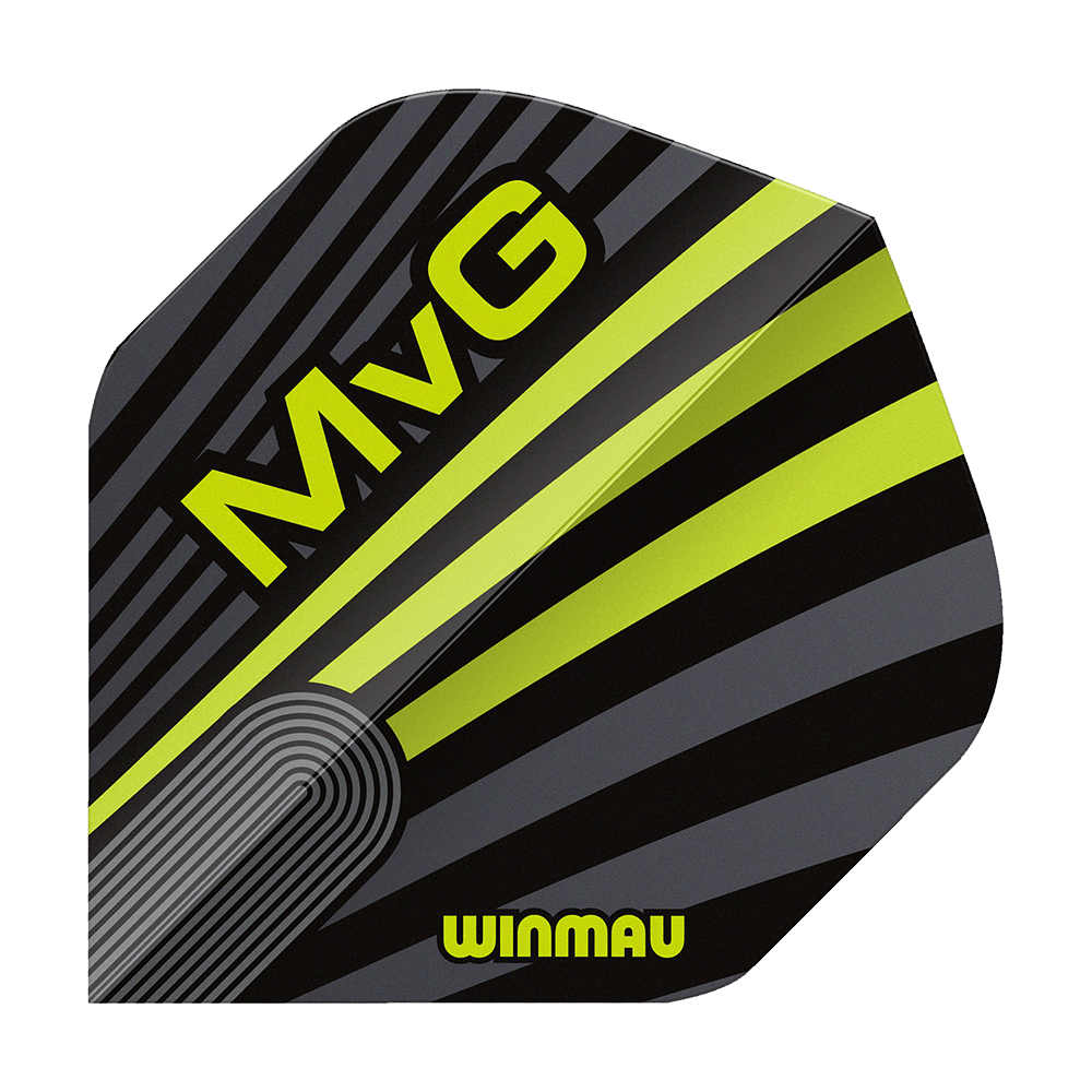 Letky Winmau Prism Delta MvG šedozelené č. 2 Standardní Das Bild zeigt Winmau Prism Delta MvG Grey Green No2 Standard Flights. Dart-Flights in grauer und grüner Farbe sind abgebildet.