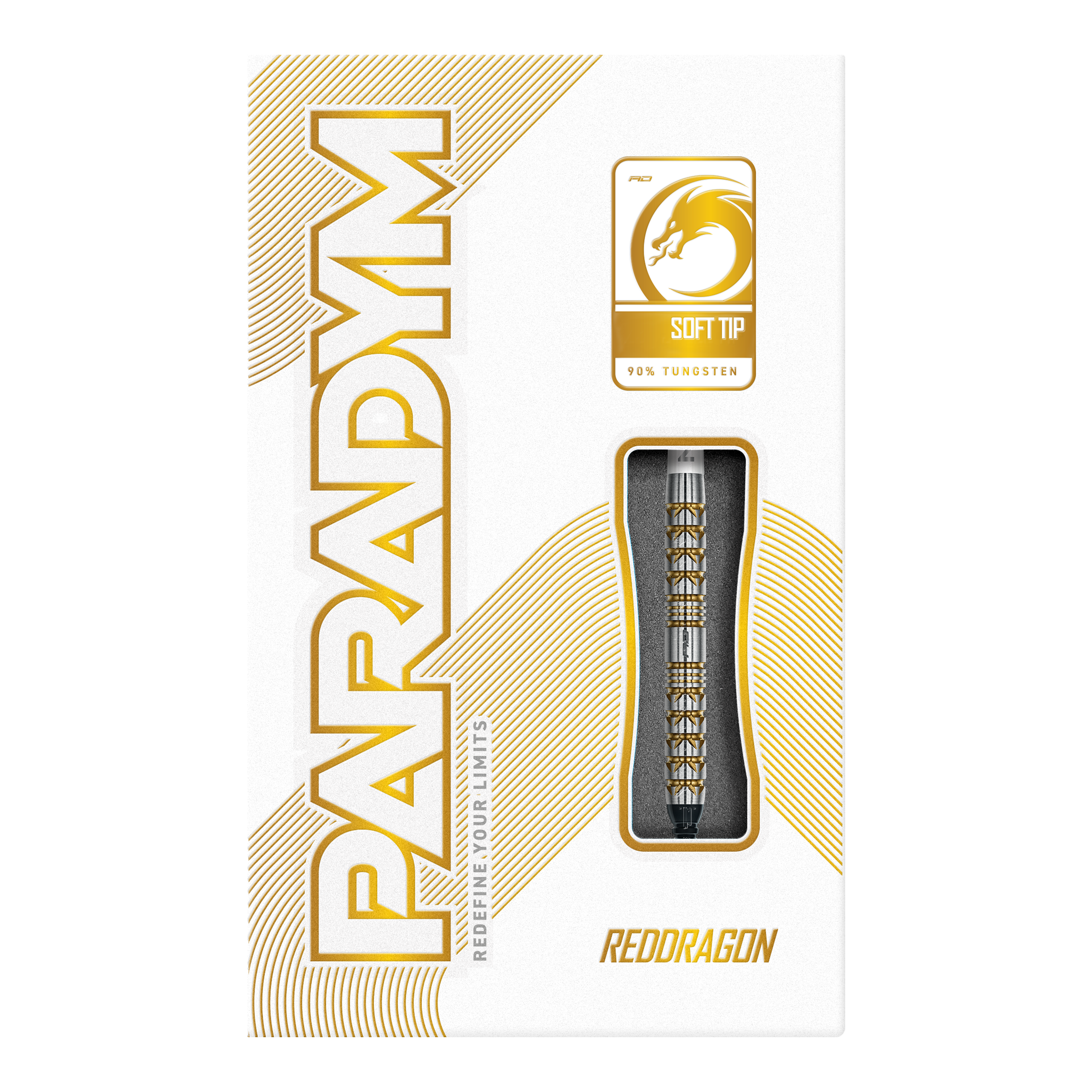 Šipky Red Dragon Paradym Gold Parallel Softdarts - 20g Hier sind die Red Dragon Paradym Gold Parallel Softdarts - 20g abgebildet. Sie zeigen elegante goldene Darts mit parallelem Schaft.