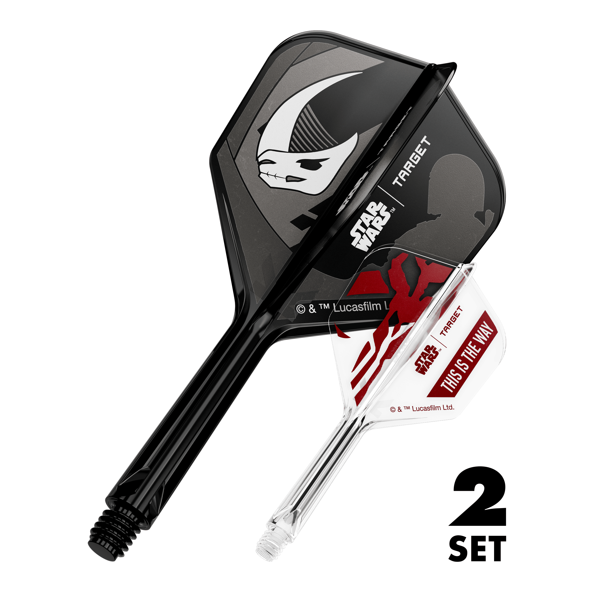 Target Star Wars K-Flex Set Mandalorian No6 Flights Bild zeigt das Produkt mit dem Dateinamen 410624_Target_StarWars_K-Flex_Mandalorian_2PackSet_No6_Flights_26mm_1. Die Grafik stellt vermutlich ein Star Wars Mandalorian Thema dar.