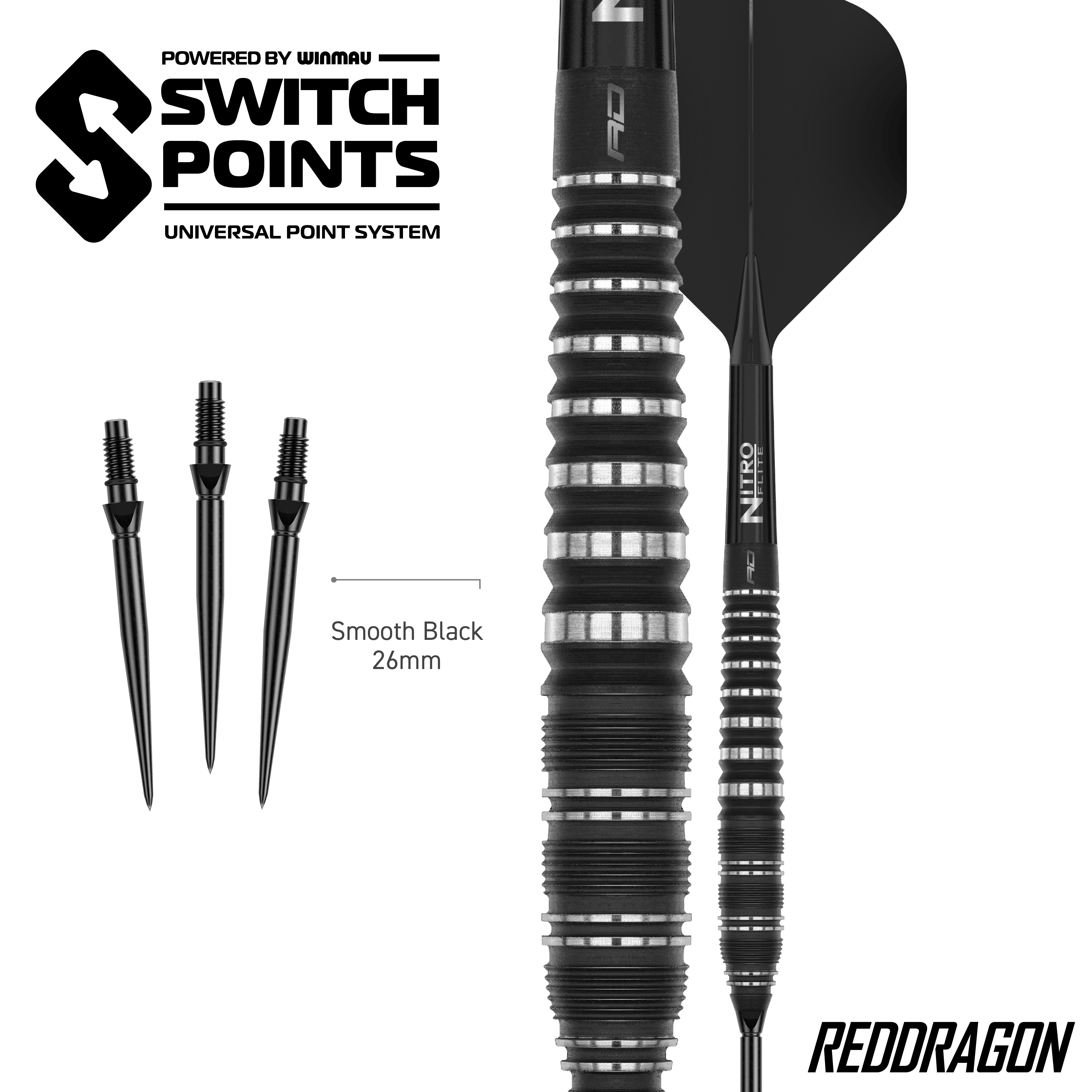 Ocelové šipky Red Dragon Sable Torpedo Switch Point Zu sehen sind Red Dragon Sable Torpedo Switch Point Steeldarts. Diese Darts bieten gute Griffigkeit und Stabilität beim Wurf.