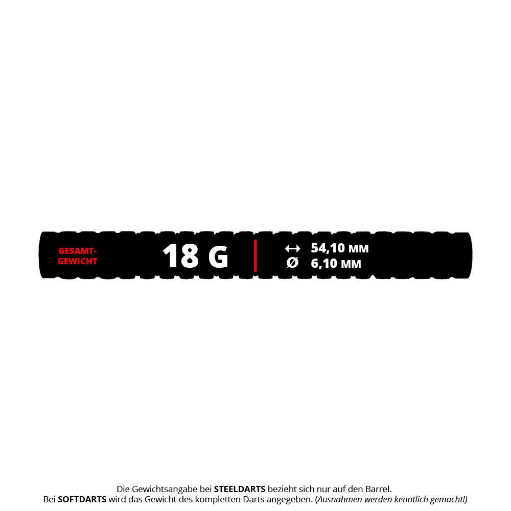 Abgebildet sind die McDart Black Ring Knurled Softdart Barrels - 18g. Diese Dart-Barrels haben eine schwarze Farbe und eine gerändelte Struktur.