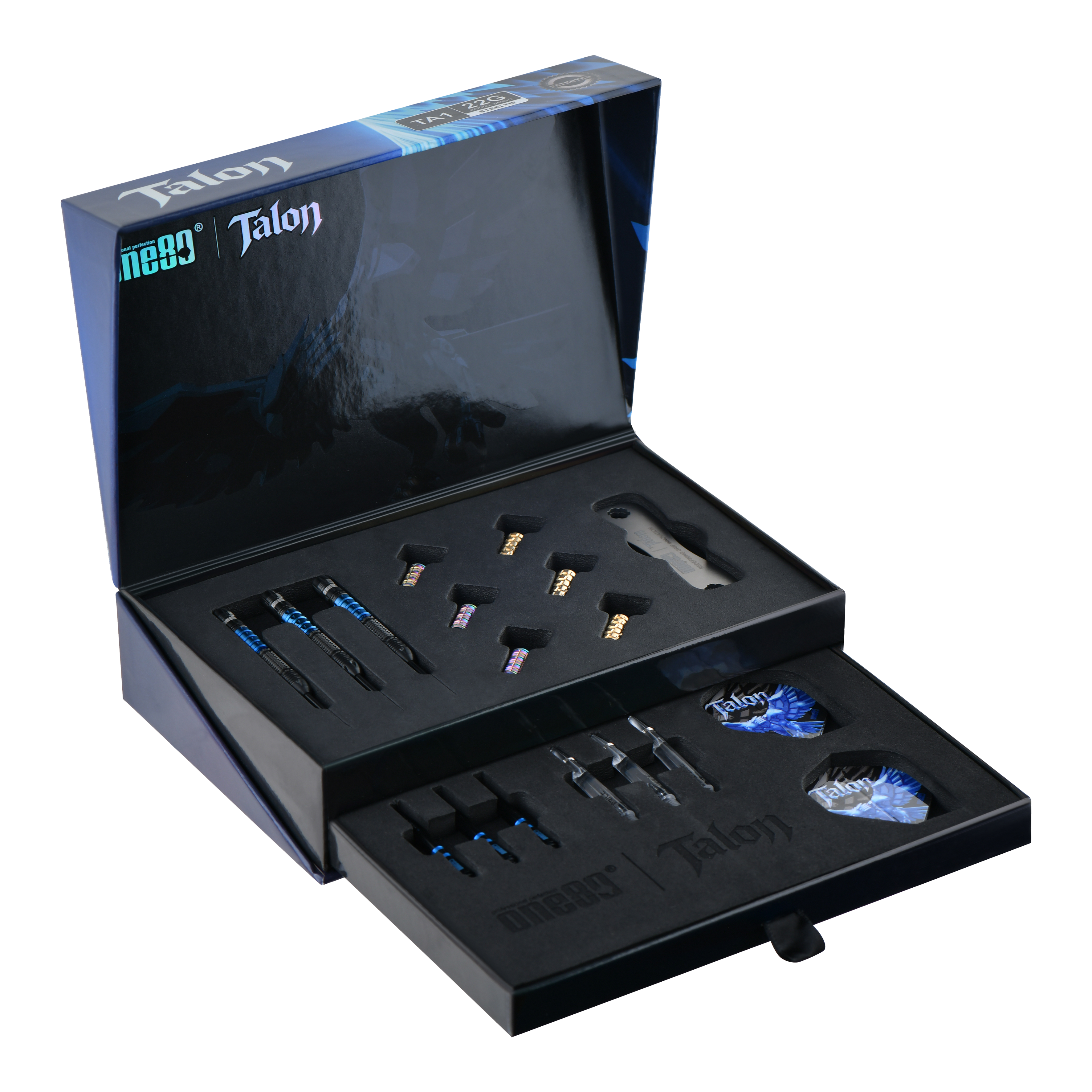 Ocelové šipky One80 Talon T1 Zu sehen sind die One80 Talon Steeldarts. Sie zeichnen sich durch ihr präzises Design aus.