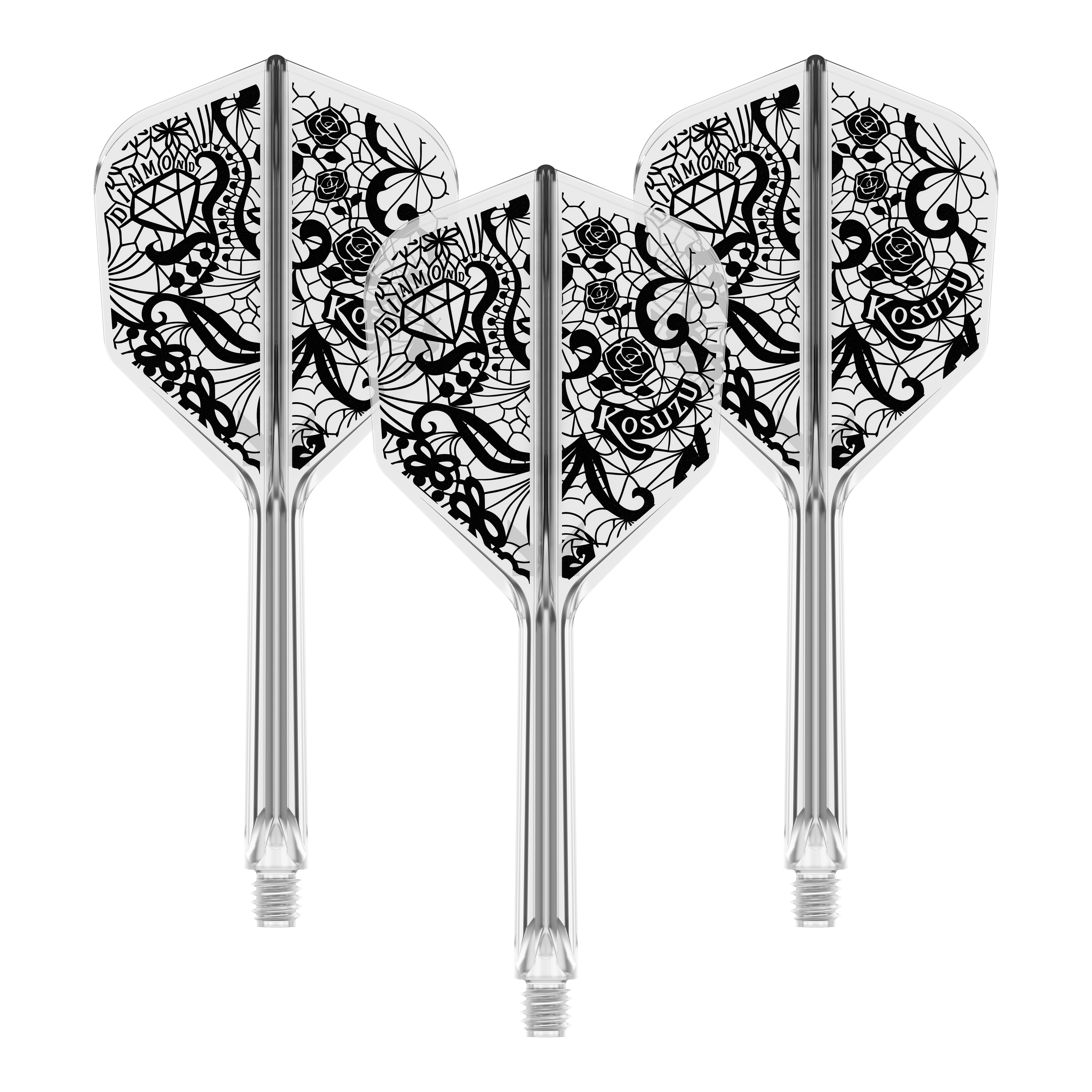 Systém Target Japan K-Flex Diamond No6 Flight Shaft System Abgebildet ist ein Produkt mit dem Namen 410241_Target_Japan_K-Flex_Diamond_No6_Flight-Shaft_System_33mm_1Set. Es handelt sich vermutlich um eine Dartschaft-Kombination.