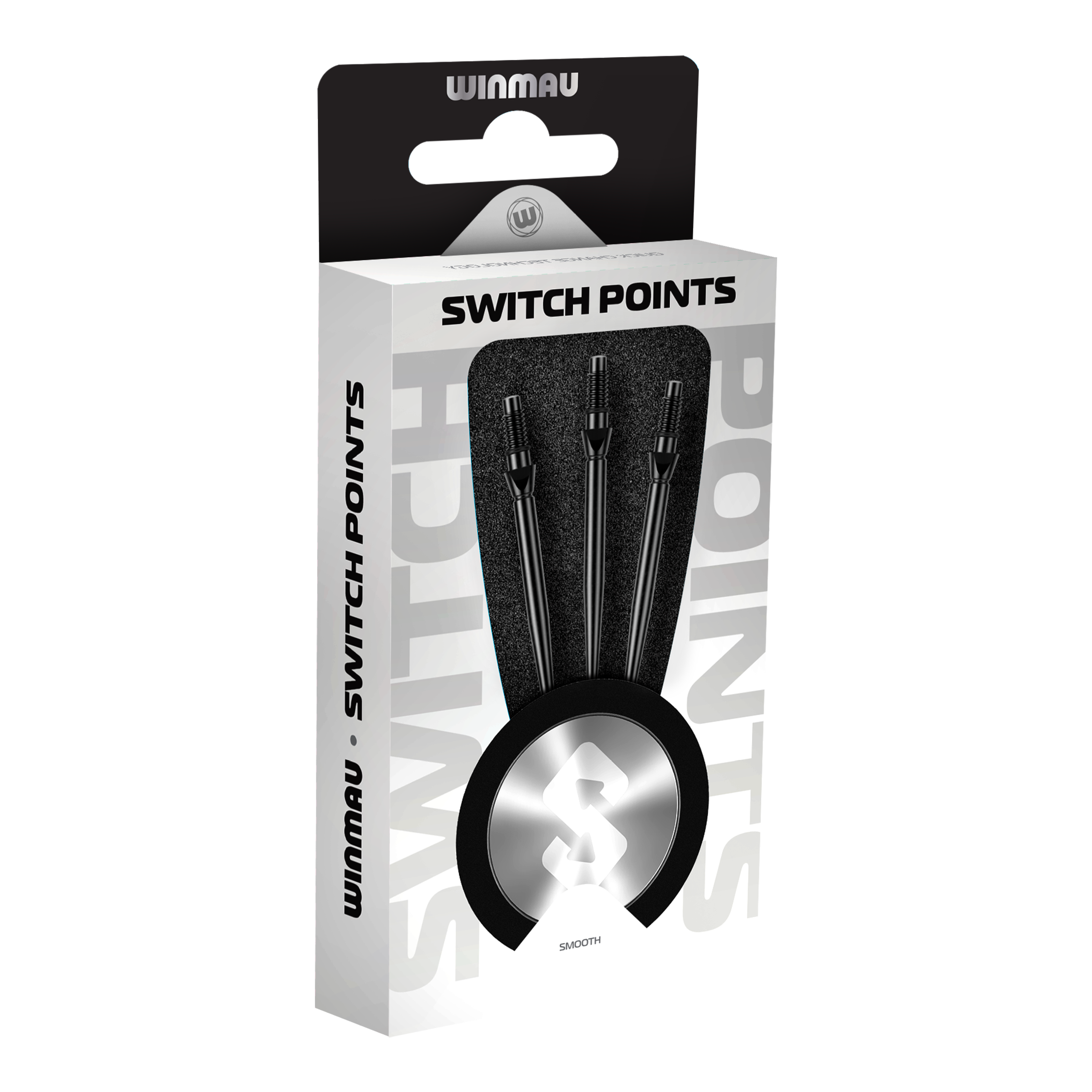 Špičky na šipky Winmau Switch Point Smooth Steel - černé Hier sieht man die Winmau Switch Point Smooth Steeldartspitzen in Schwarz. Die Dartspitzen haben ein glattes Design und sind schwarz gefärbt.