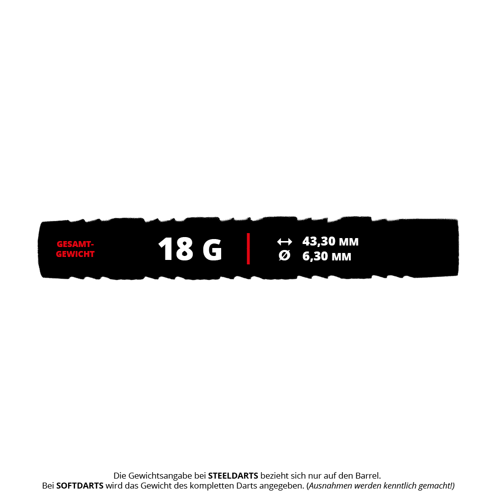 Dies ist ein Bild von McDart Knurled Shark Softdart Barrels - 18g. Die Abbildung zeigt ein Dart-Barrel mit einem gerändelten Design.