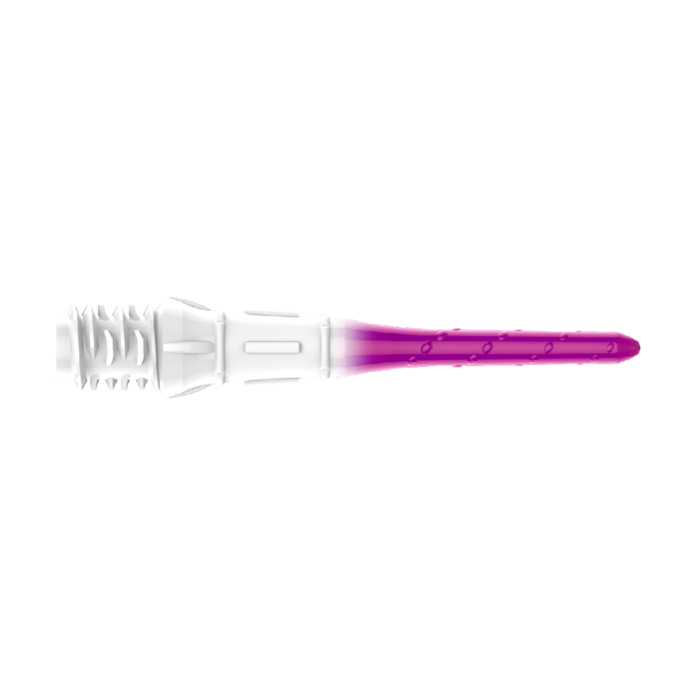 Špičky na šipky L-Style Premium s gradačním hrotem Lippoint (balení 30 kusů) Das Bild zeigt L-Style Premium Lippoint Gradiation Dartspitzen 30er Pack in der Farbe Grape. Die Dartspitzen sind in einer Nahaufnahme dargestellt.