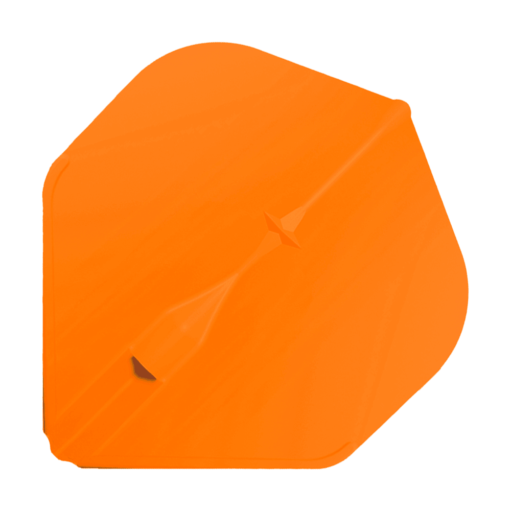 Standardní lety L-Style Champagne L1EZ Das Bild zeigt ein orangefarbenes Dart-Flight in Standardform. Es handelt sich um das Produkt "L-Style Champagne L1EZ Standard Flights".