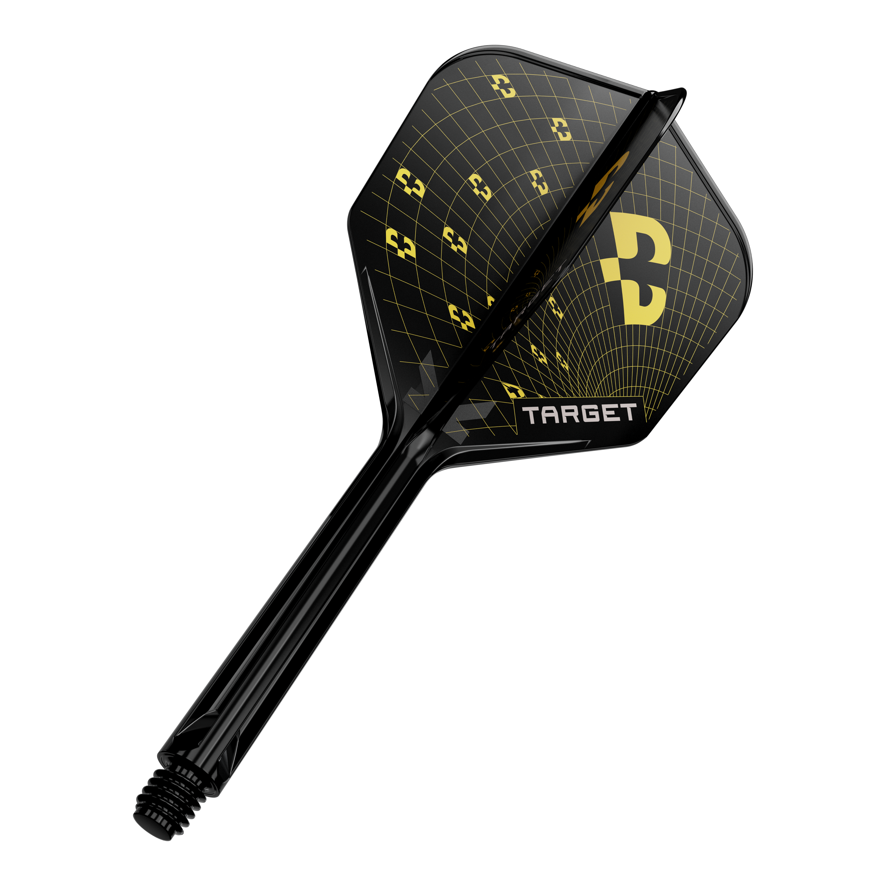 Letky Target K-Flex Bolide č. 6 Nahaufnahme eines Dart-Flights, wahrscheinlich Target K-Flex Bolide No6 in 33mm. Das Produkt wird einzeln präsentiert.