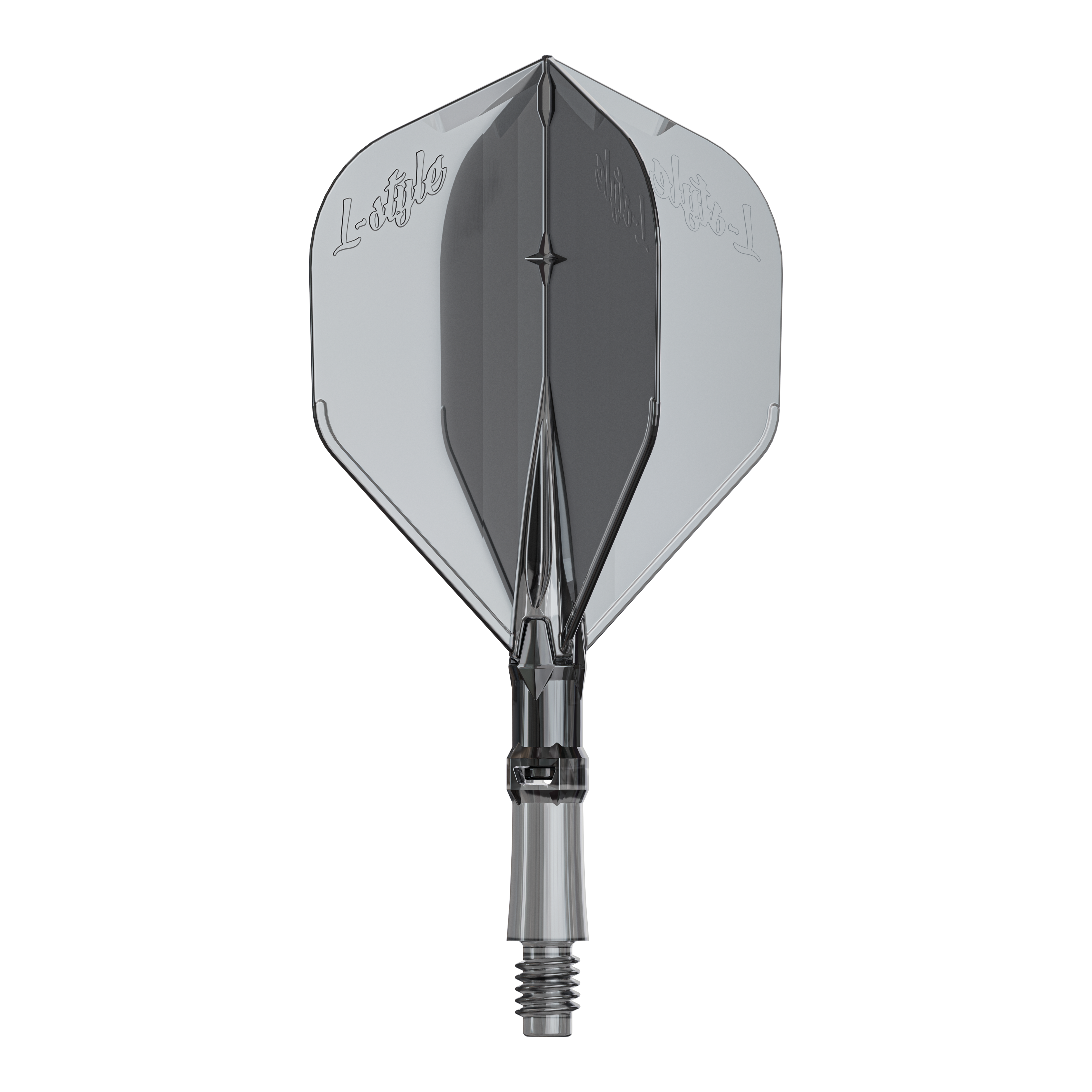 Letky L-Style L-System - čirá černá Ein Ersatz-Flights-Set für Dartpfeile ist abgebildet. Das Produkt heißt LS1062 LStyle L-System Flights ClearBlack Small.