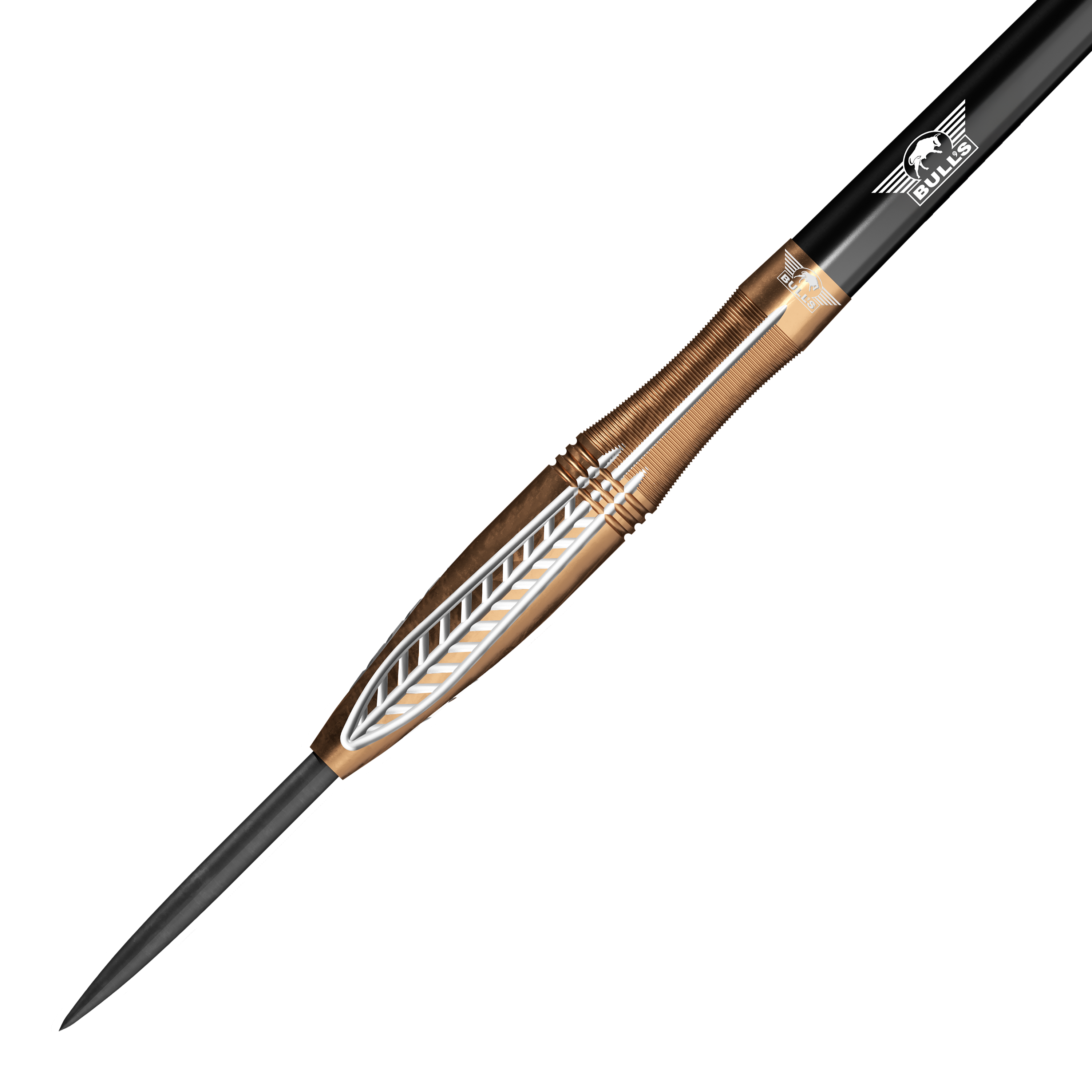 Das Bild zeigt Bulls NL Bronzo Flux Steeldarts - 23g. Die Steeldarts sind detailreich abgebildet.