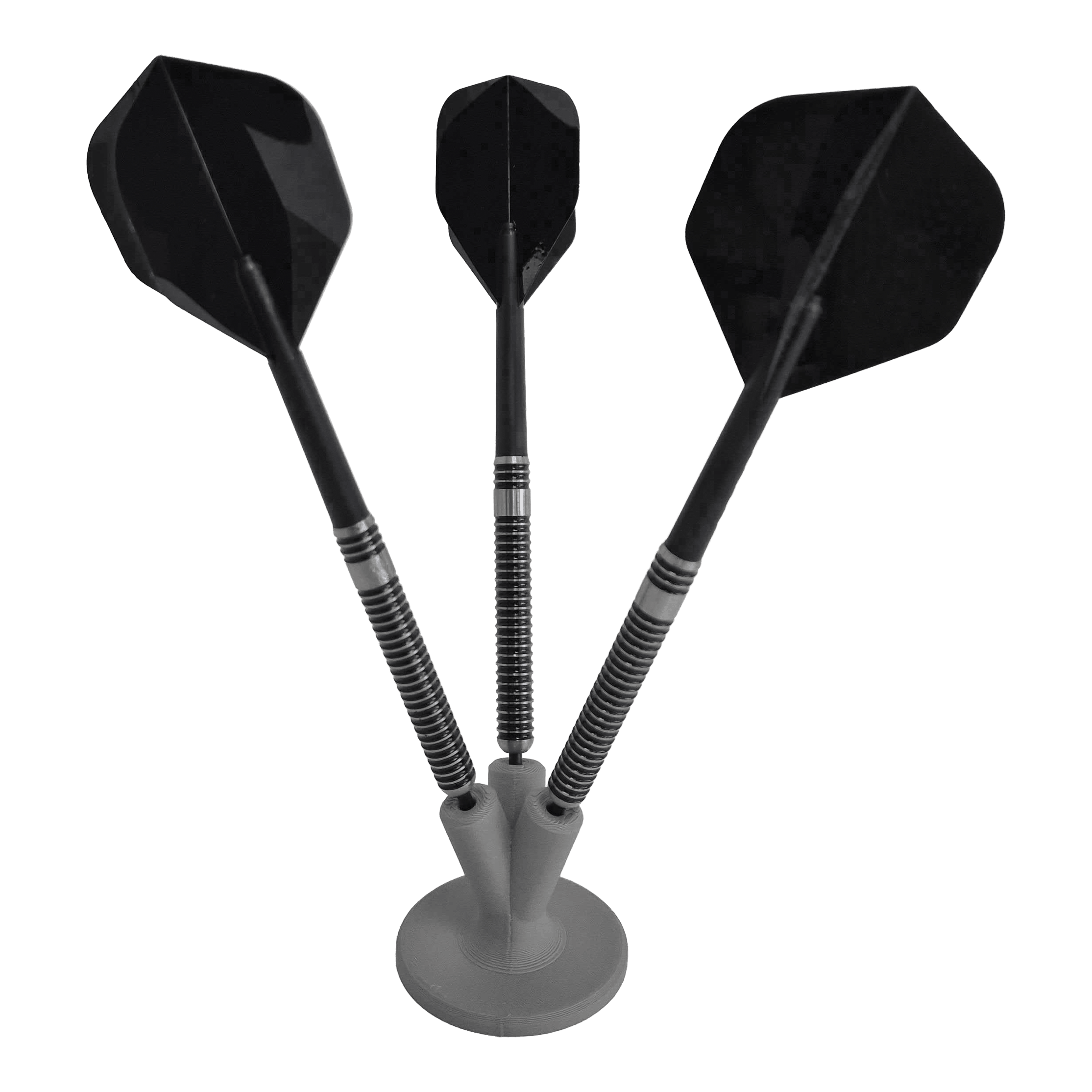 Kompaktní držák šipek NYT Studio Das Bild zeigt einen kompakten Dart-Halter in Grau. Ein funktionales Zubehörteil für Dartspieler.