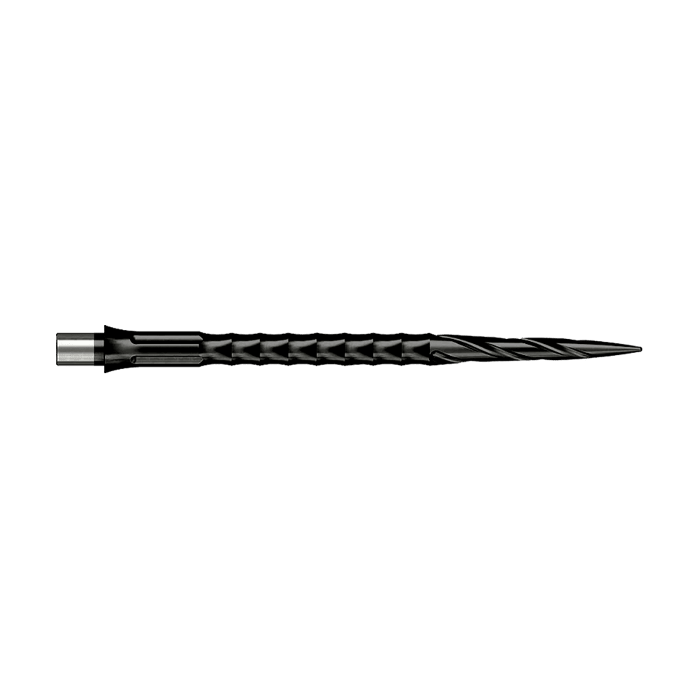 Ocelové hroty na šipky Caliburn System - Spiro - Bez rtu - Černé Abgebildet ist ein Produkt mit dem Dateinamen EVO033_Caliburn_Evo_System_Steeldartspitzen_Spiro_NoLip_Black_40mm_2. Es handelt sich vermutlich um Steeldartspitzen in schwarzer Ausführung.