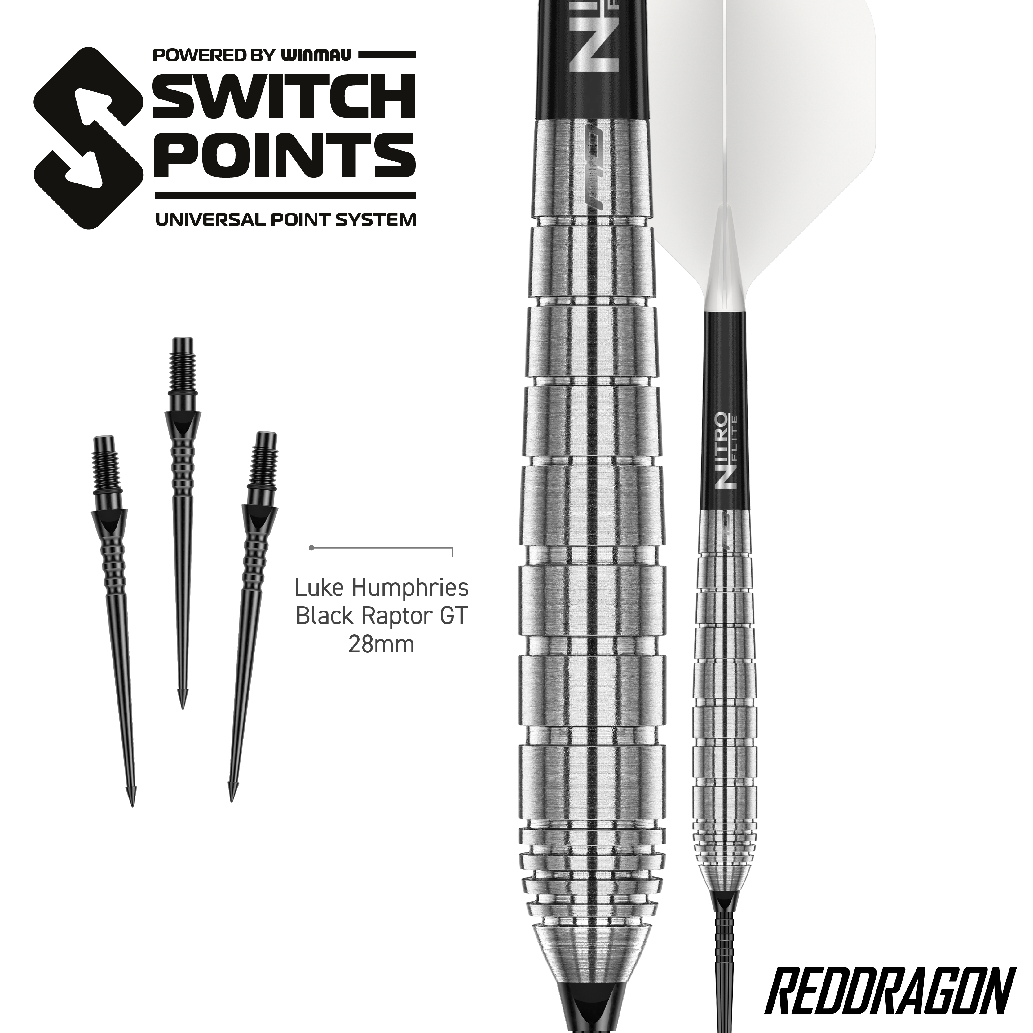 Šipky Red Dragon Luke Humphries TX1 Pioneer Switch Point ocelové Das Bild zeigt die Red Dragon Luke Humphries TX1 Pioneer Switch Point Steeldarts. Diese Steeldarts sind hochwertig verarbeitet.