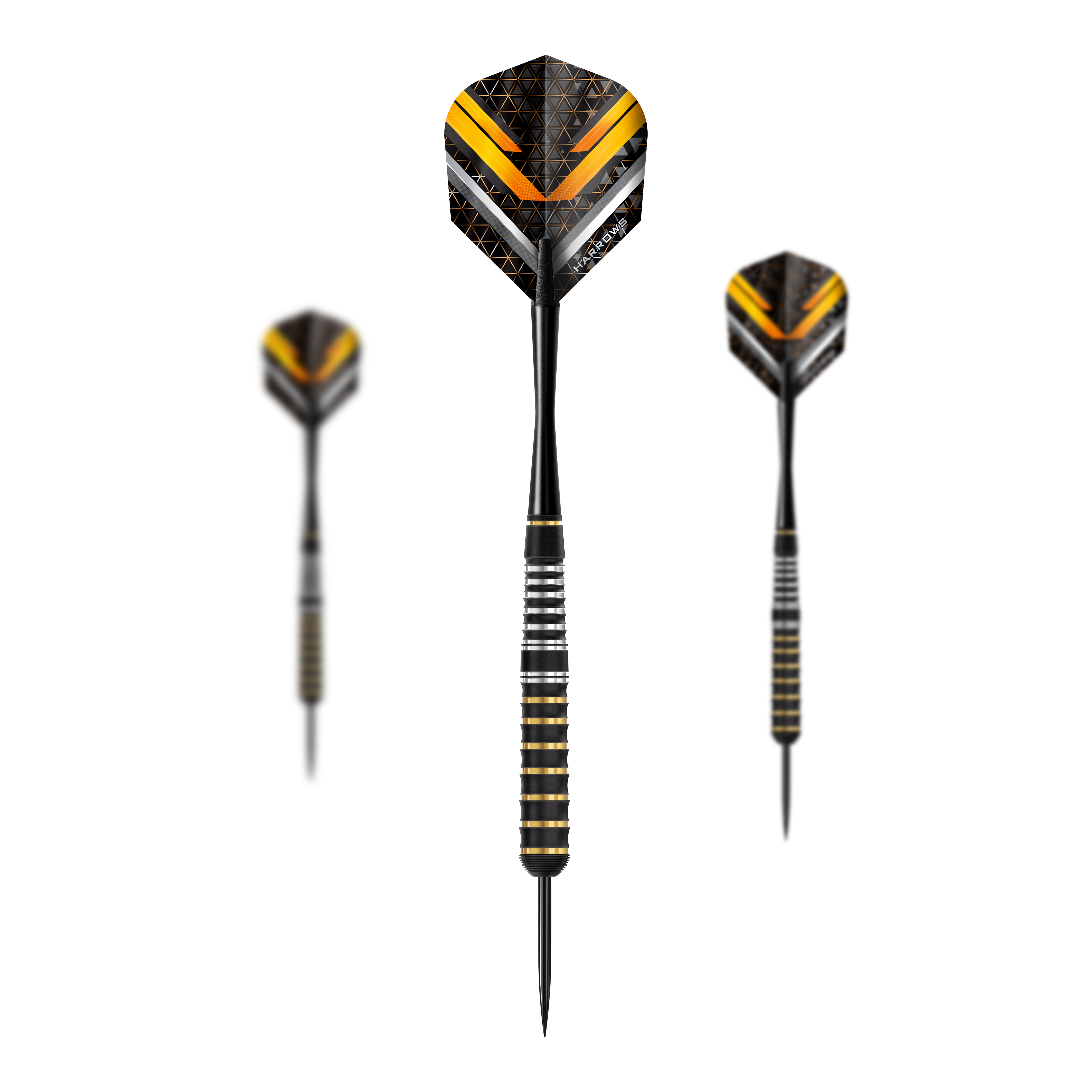 Ocelové šipky Harrows Vulcan Das Bild zeigt die Harrows Vulcan Steeldarts. Es handelt sich um ein Set von Steeldarts für Dartspieler.