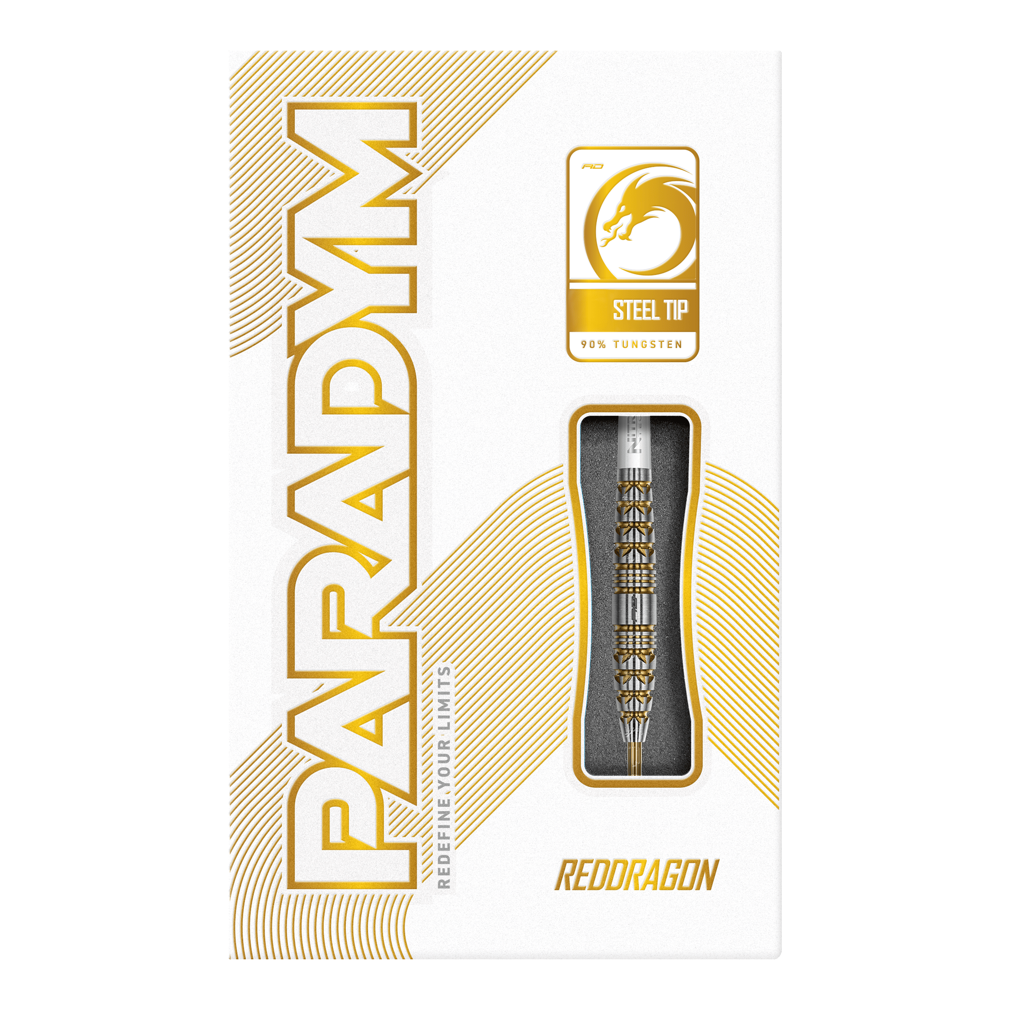 Ocelové šipky Red Dragon Paradym Gold Torpedo Abgebildet ist das Produkt Red Dragon Paradym Gold Torpedo Steeldarts. Es handelt sich um hochwertige Steeldarts mit goldfarbenem Design.