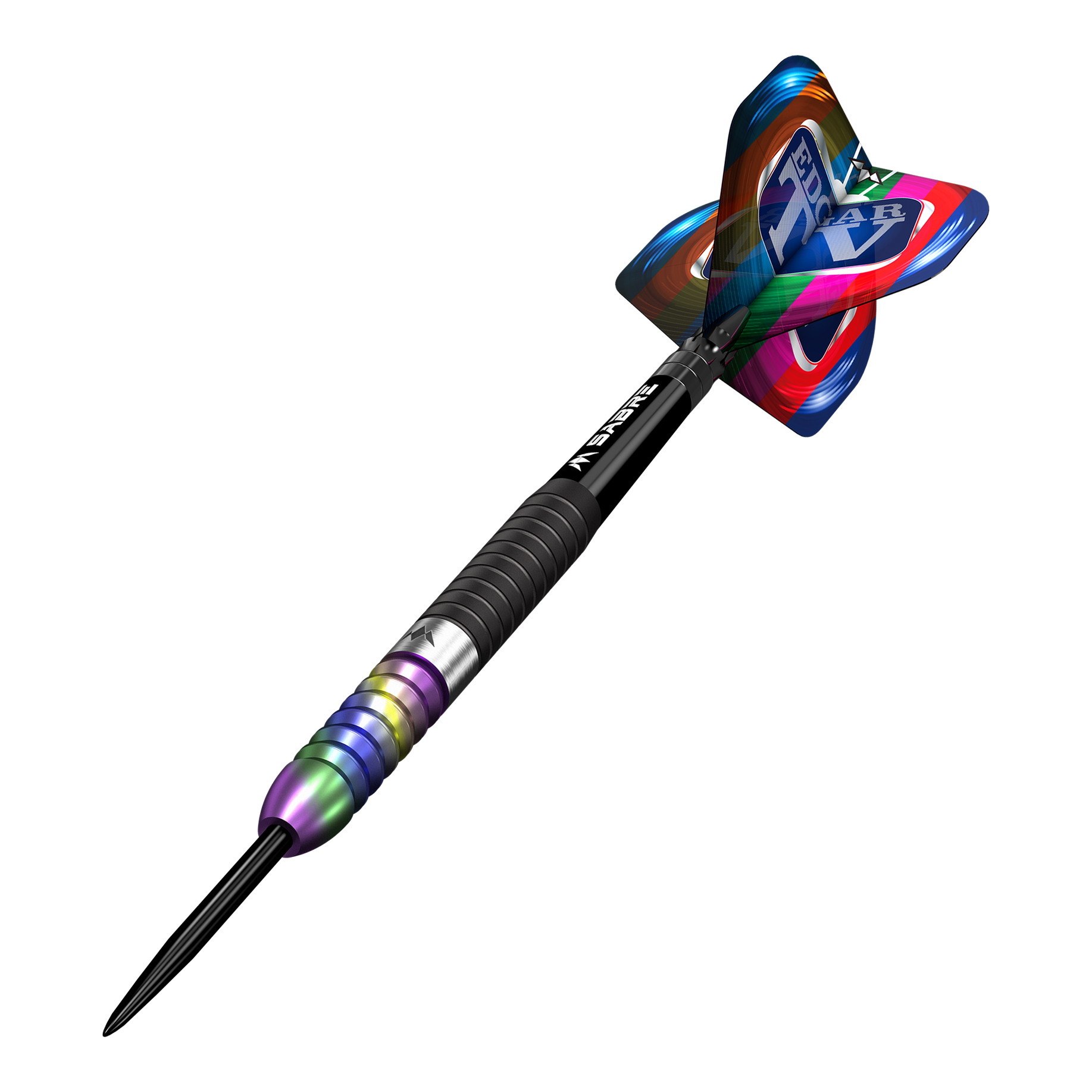 Mise Matt Edgar Steeldarts Dieses Bild zeigt einen Mission Matt Edgar Steeldart. Der Dartpfeil hat einen bunten Schaft und eine auffällige, farbenfrohe Flight.