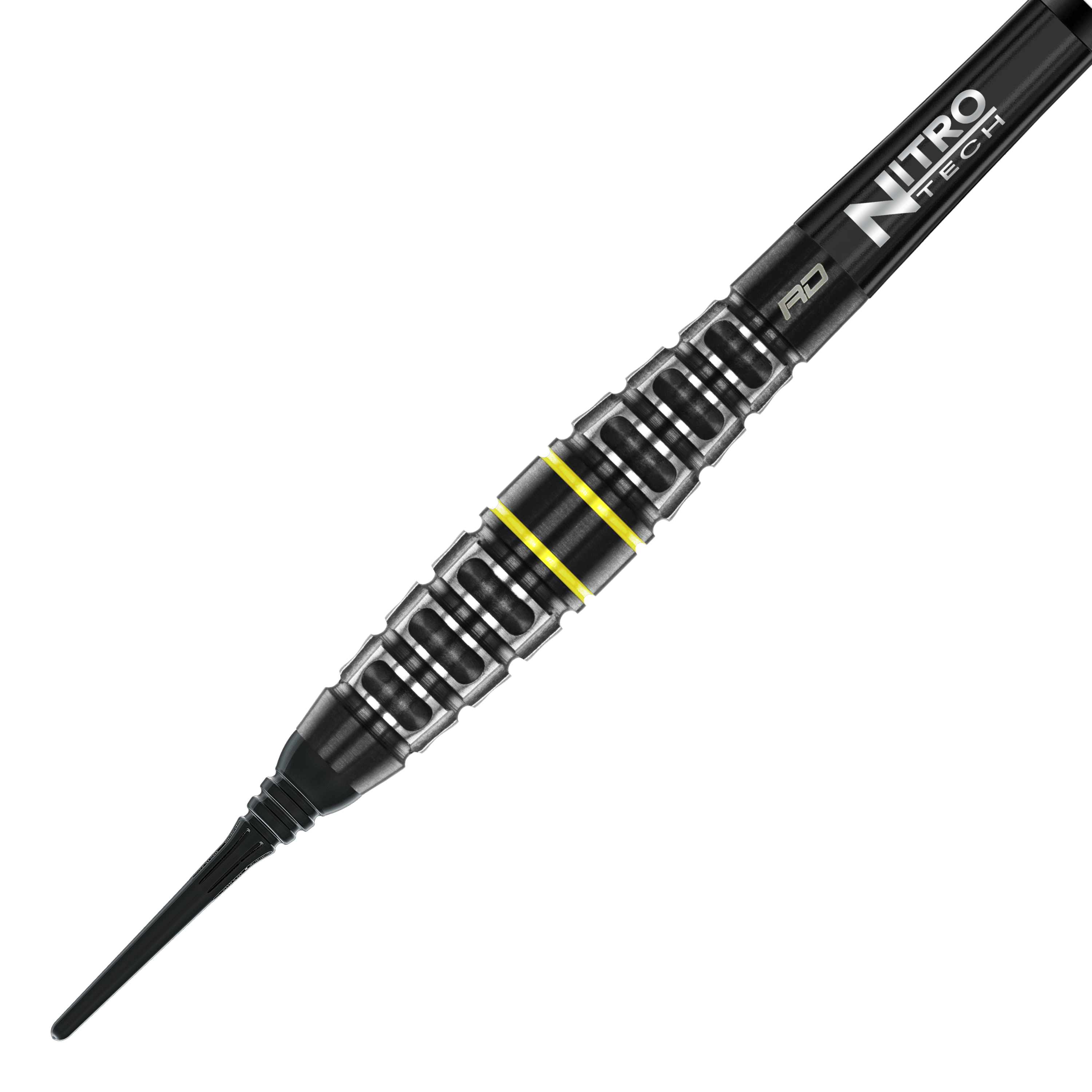 Šipky Red Dragon Astraeus Q4X Torpedo Soft - 20g Auf dem Bild ist der Red Dragon Astraeus Q4X Torpedo Softdart mit 20g Gewicht zu sehen. Der Dart hat ein schwarzes Design mit silbernen und gelben Akzenten sowie der Aufschrift "Nitro Tech".