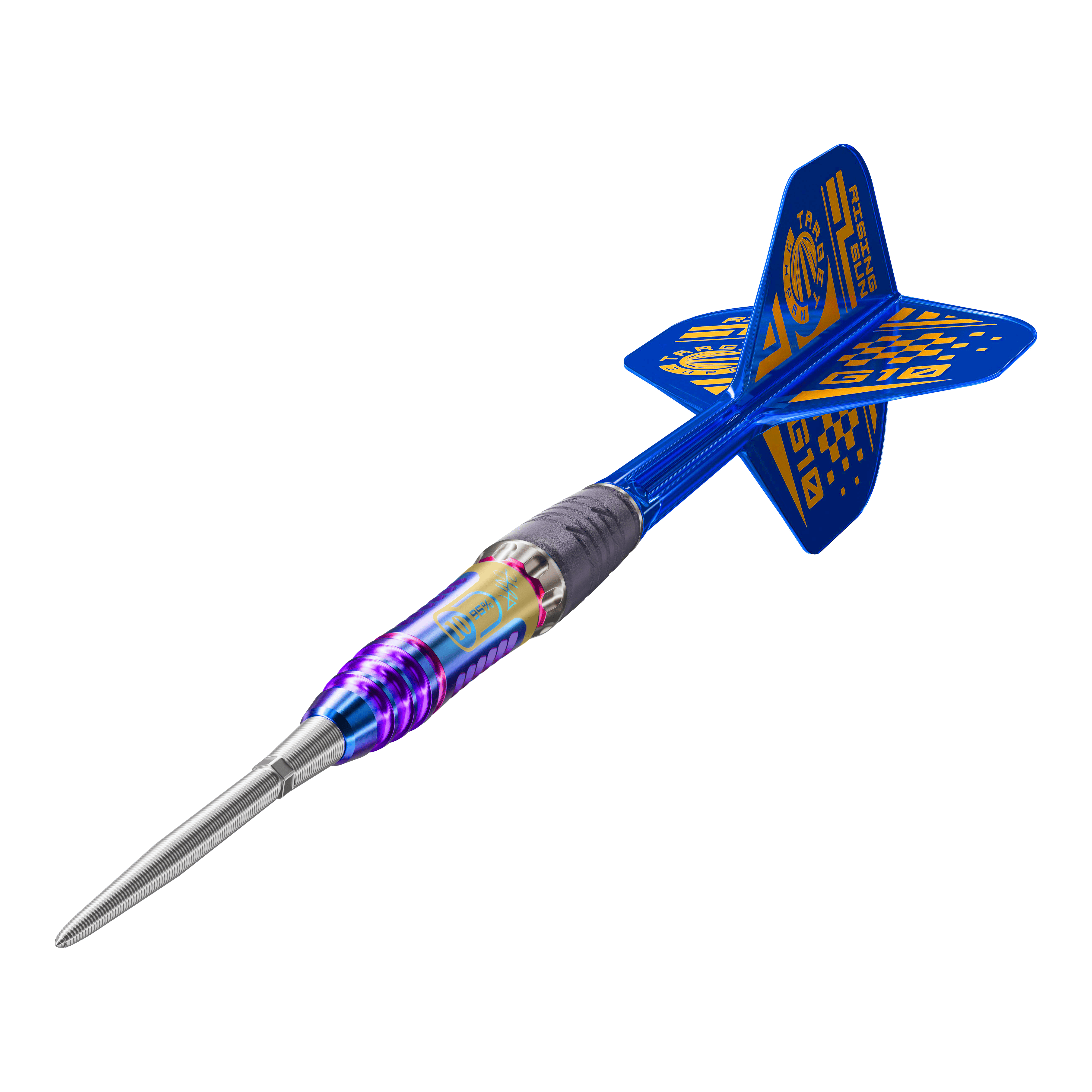 Šipky Target Japan Rising Sun GEN10 Swiss Point Steeldarts Das Bild zeigt die Target Japan Rising Sun GEN10 Swiss Point Steeldarts. Die Details der Griff-Flächen und Akzente sind gut sichtbar.