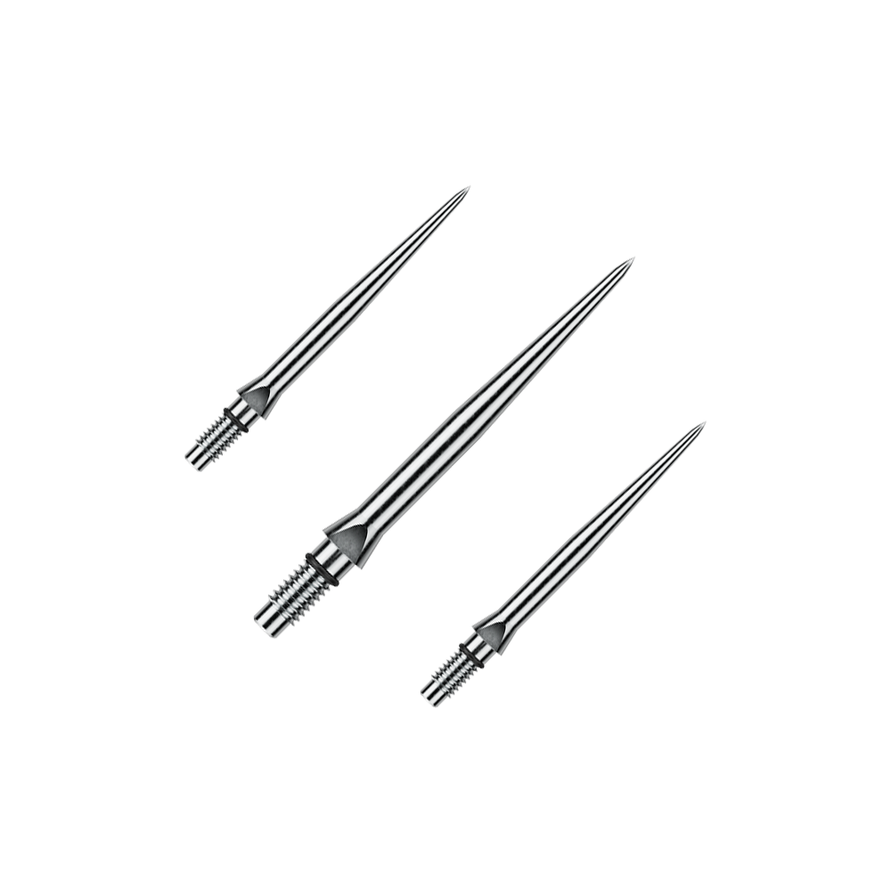 Špičky šipek Winmau Switch Point Smooth z oceli - stříbrný efekt Abgebildet ist ein Set von glatten silbernen Steeldartspitzen. Diese Spitzen sind vermutlich 26 mm lang.