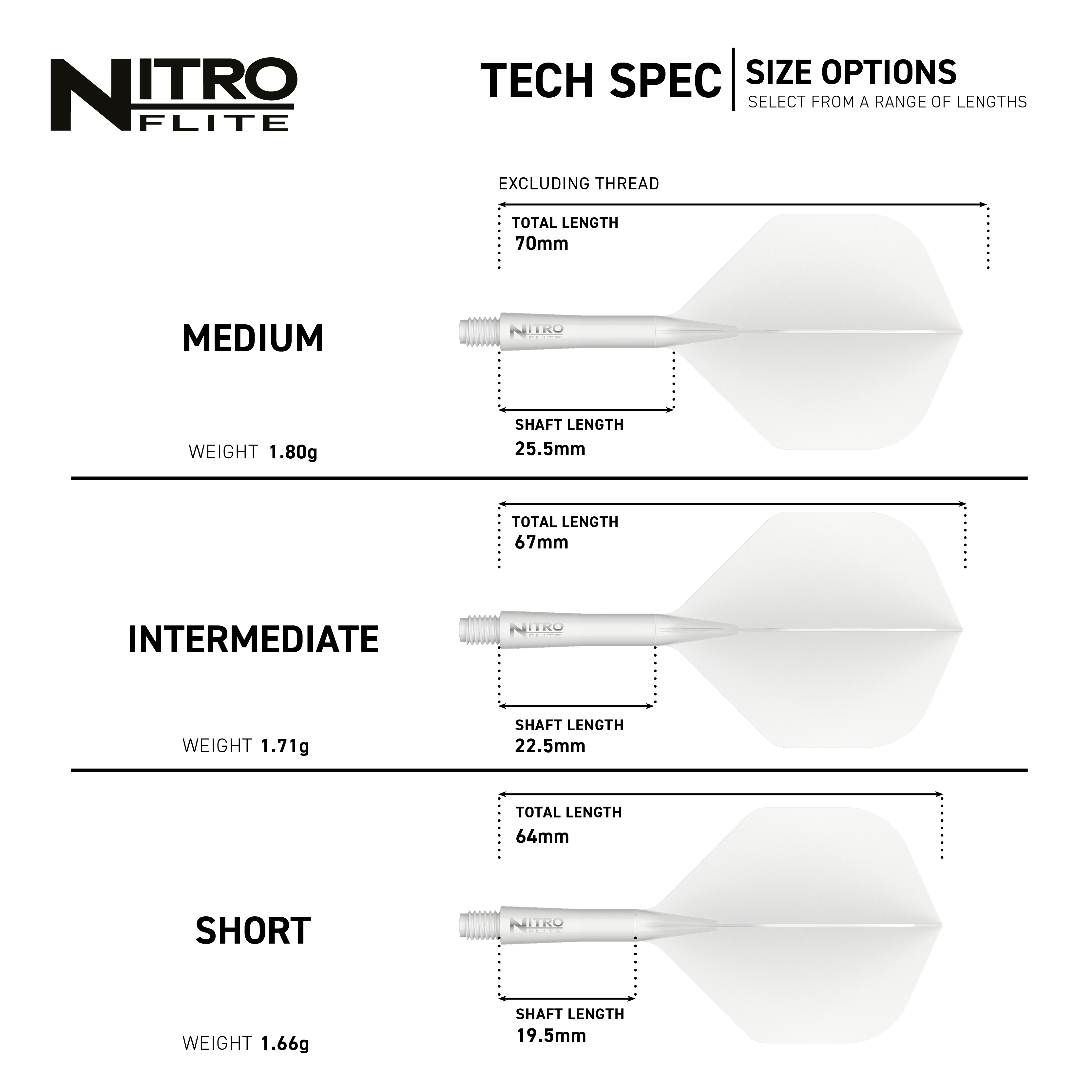 Red Dragon Nitroflite White Shaft White Flights No.2 Das Bild zeigt die Red Dragon Nitroflite White Shaft White Flights No2. Es handelt sich um weiße Dartflights mit weißem Schaft.