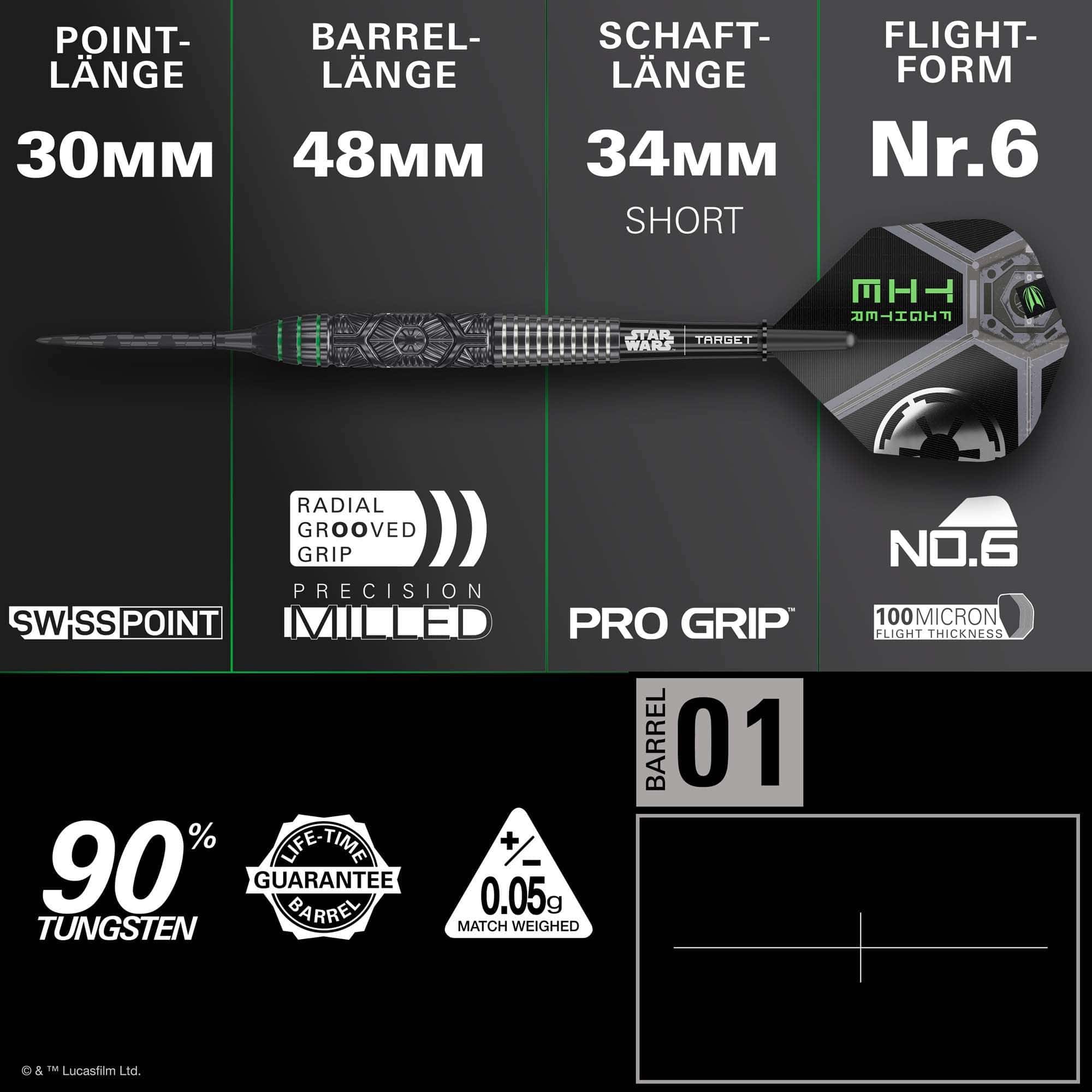 Šipky Target Star Wars Tie Fighter Swiss Point Steel Die Target Star Wars Tie Fighter Swiss Point Steeldarts sind hier abgebildet. Diese Dartpfeile sind von einem Tie Fighter aus Star Wars inspiriert.
