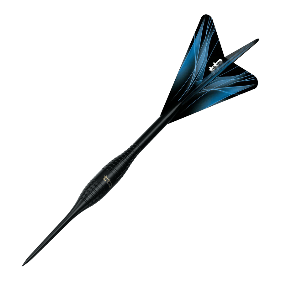 Abgebildet ist das Produkt Caliburn TTD Complete Titanium T2 Black Steeldarts - 6g. Die abgebildeten Steeldarts sind aus schwarzem Titan gefertigt.