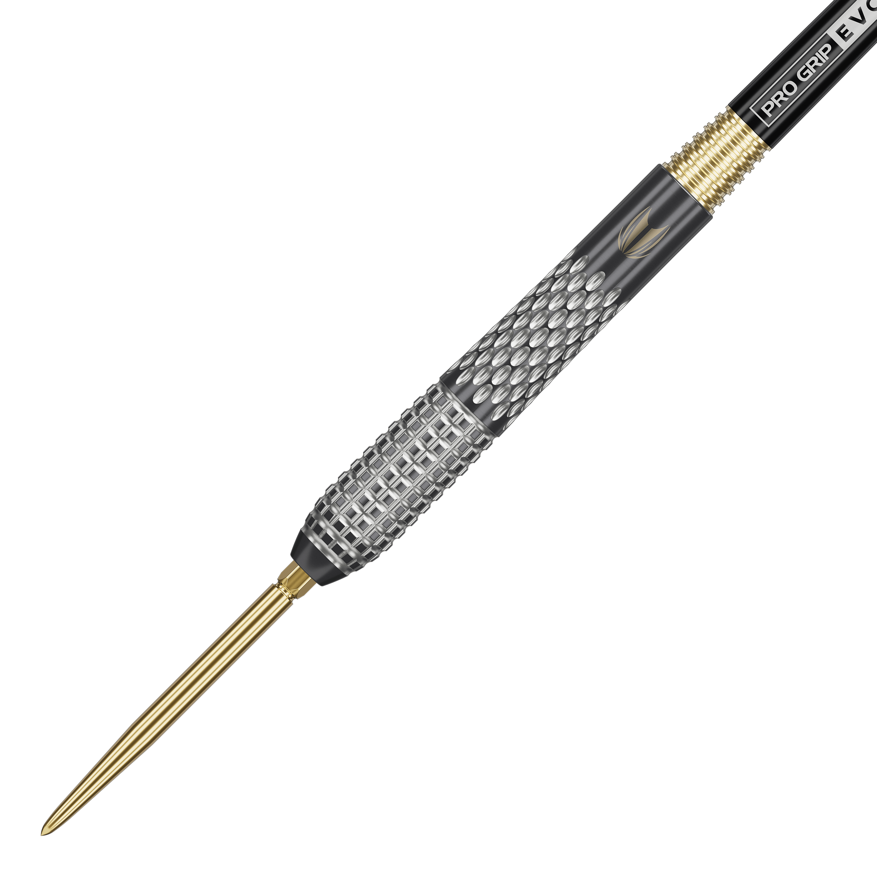 Auf dem Bild sieht man die Target Stephen Bunting GEN5 Void Swiss Point Steeldarts. Die Darts sind für präzises und professionelles Spielen konzipiert.