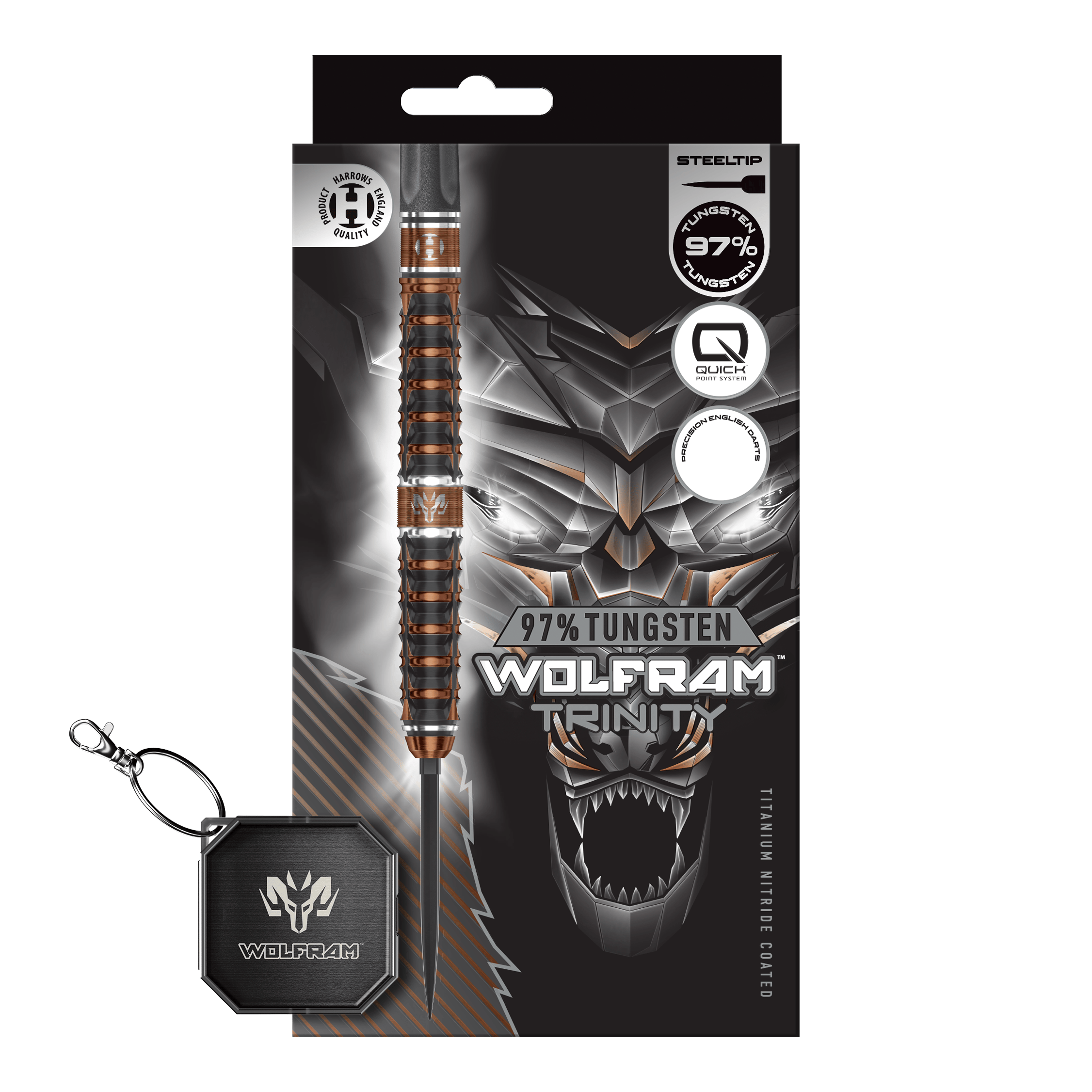 Harrows Tungsten Trinity Quick Point ocelové šipky Zu sehen sind die Harrows Wolfram Trinity Quick Point Steeldarts. Sie eignen sich ideal für professionelle Dartspieler.