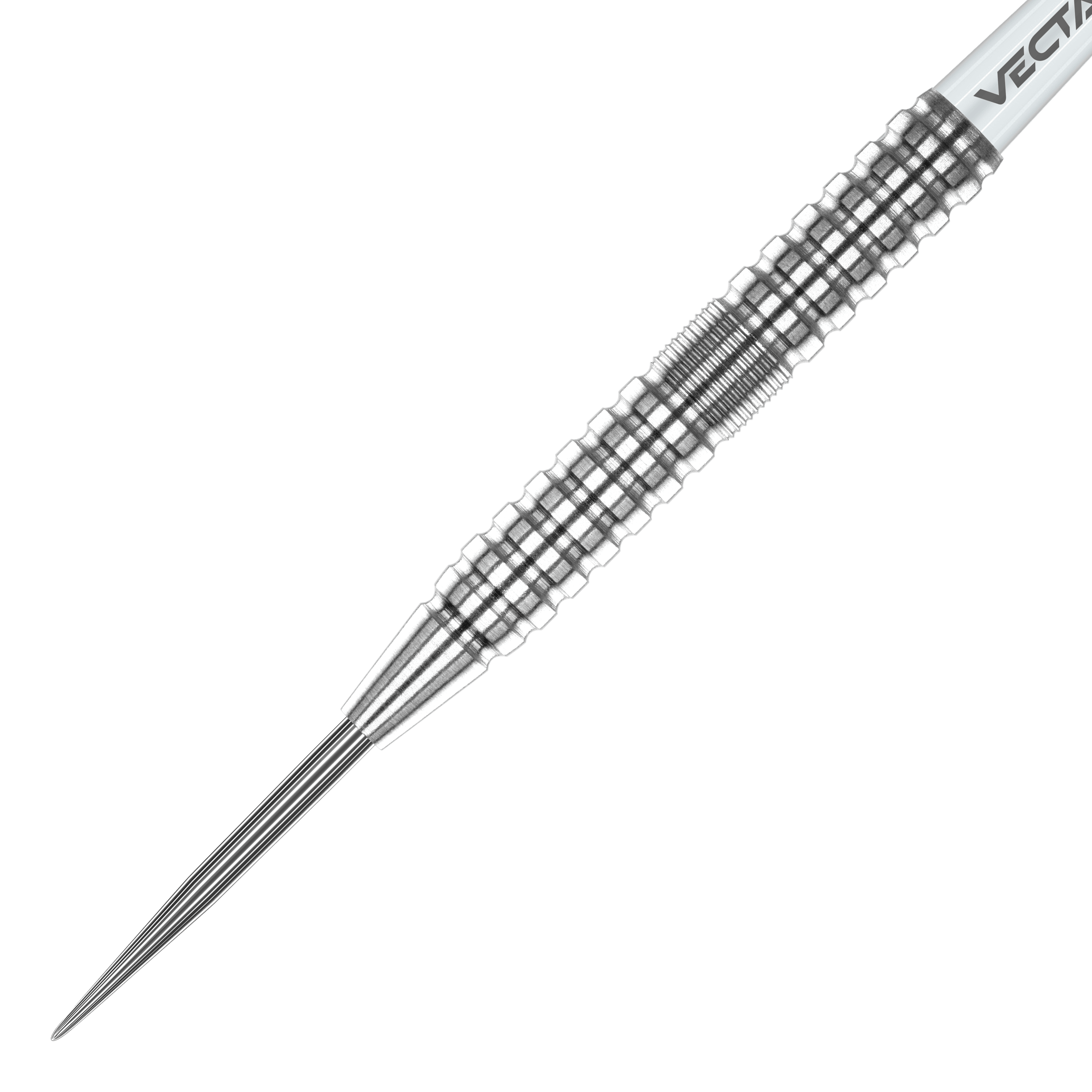 Šipky Winmau Willie O'Connor ocelové - 23g Das Bild zeigt einen silbernen Winmau Willie OConnor Steeldart mit einem Gewicht von 23g. Der Dartpfeil hat eine strukturierte und geriffelte Oberfläche für besseren Halt.