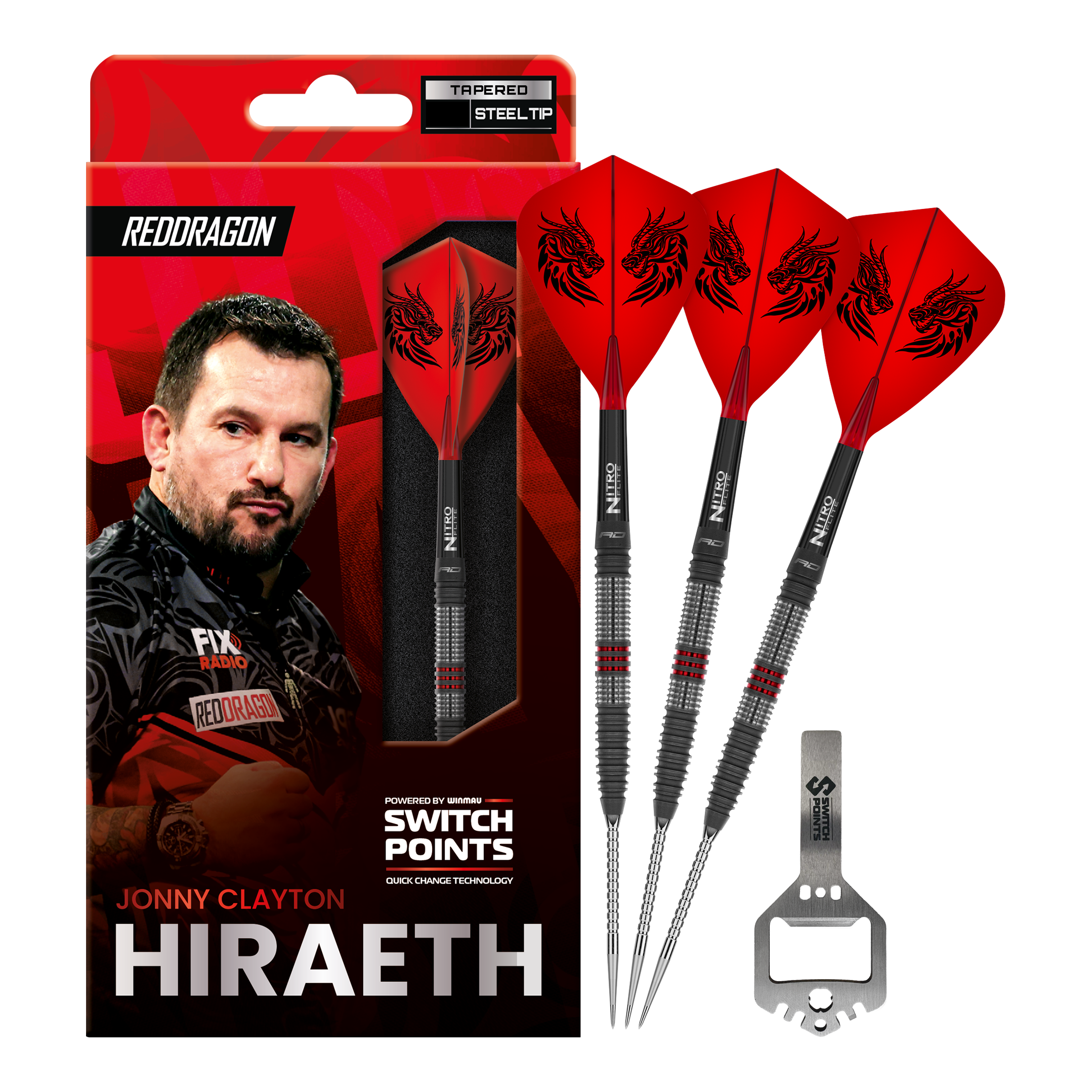 Šipky Red Dragon Jonny Clayton Hireath Switch Point ocelové Zu sehen sind Red Dragon Jonny Clayton Hireath Switch Point Steeldarts. Sie haben eine markante Optik und sind ideal für Dartspieler geeignet.