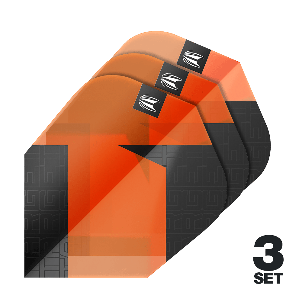 Standardní letky Target Pro Ultra TAG Orange Ten-X - 3 sady Das Bild zeigt drei Sätze der Target Pro Ultra TAG Orange Ten-X Standard Flights. Die Flights sind in Orange und Schwarz gehalten und besitzen ein markantes Design.