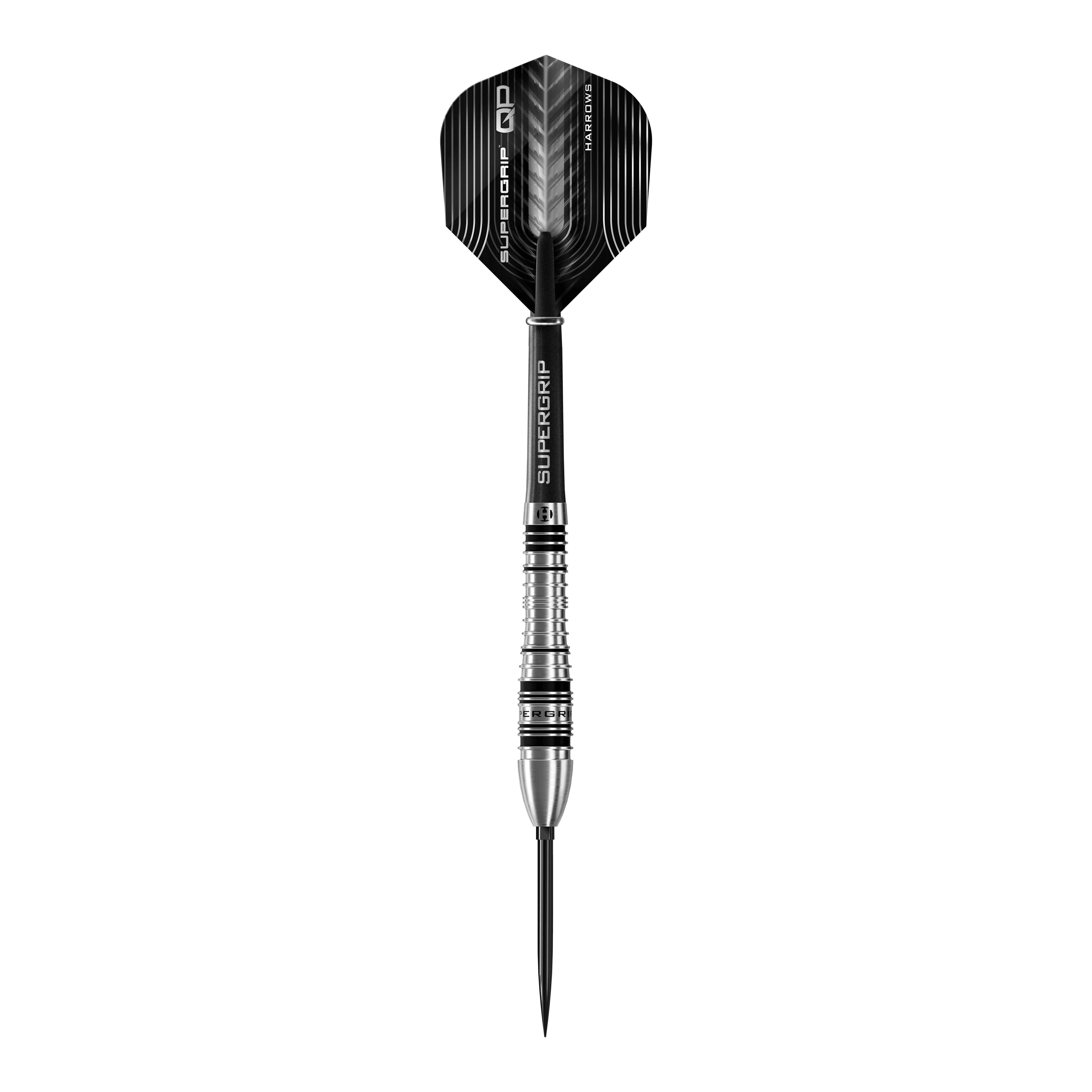 Harrows Supergrip Bomb Quick Point ocelové šipky Das Bild zeigt die Harrows Supergrip Bomb Quick Point Steeldarts. Die Darts sind für präzises Werfen im Dartspiel entwickelt.