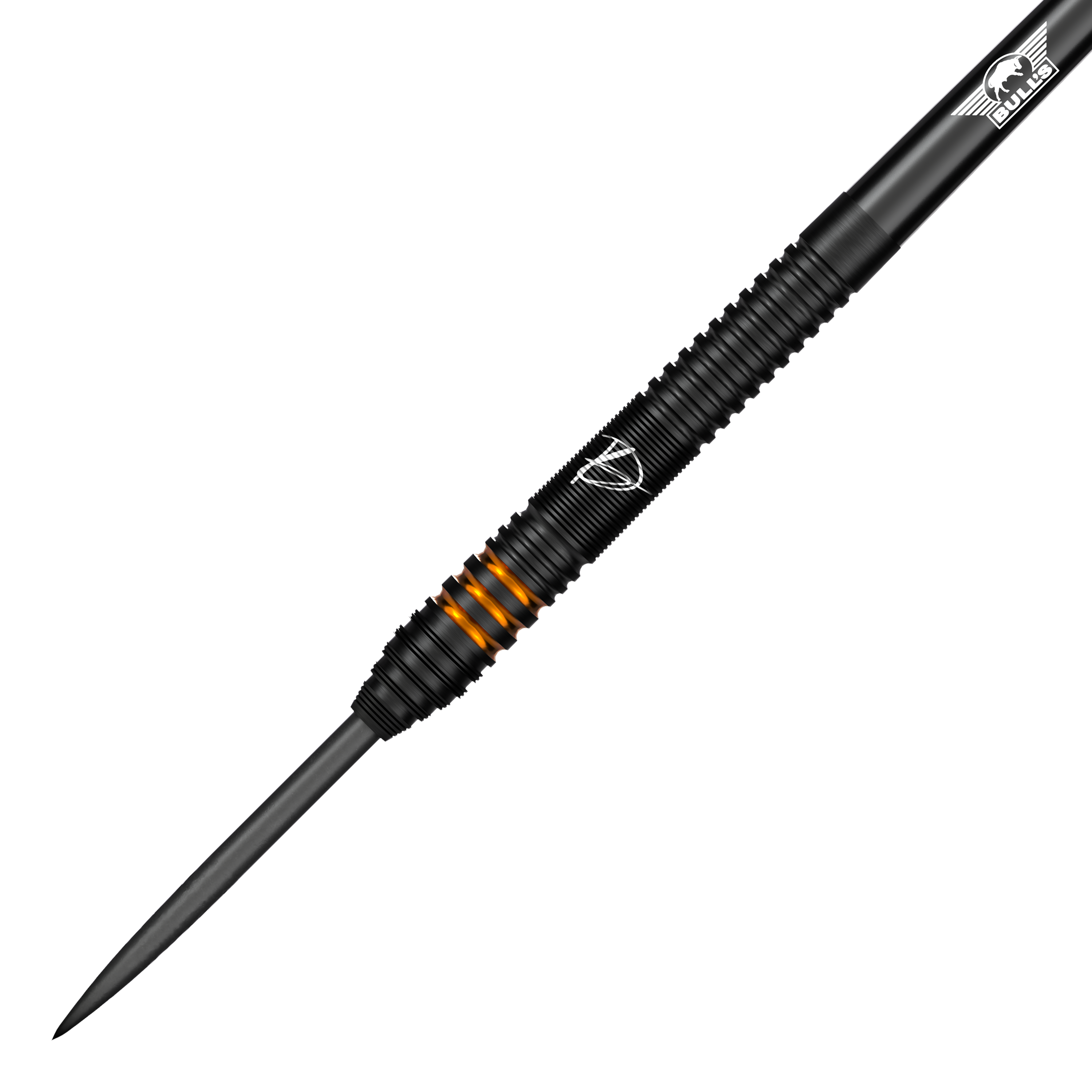 Ocelové šipky Bulls NL Dirk Van Duijvenbode Edition 2 Dies ist der Bulls NL Dirk Van Duijvenbode Edition 2 Steeldart. Der Dart ist überwiegend schwarz mit auffälligen orangefarbenen Ringen im Griffbereich.