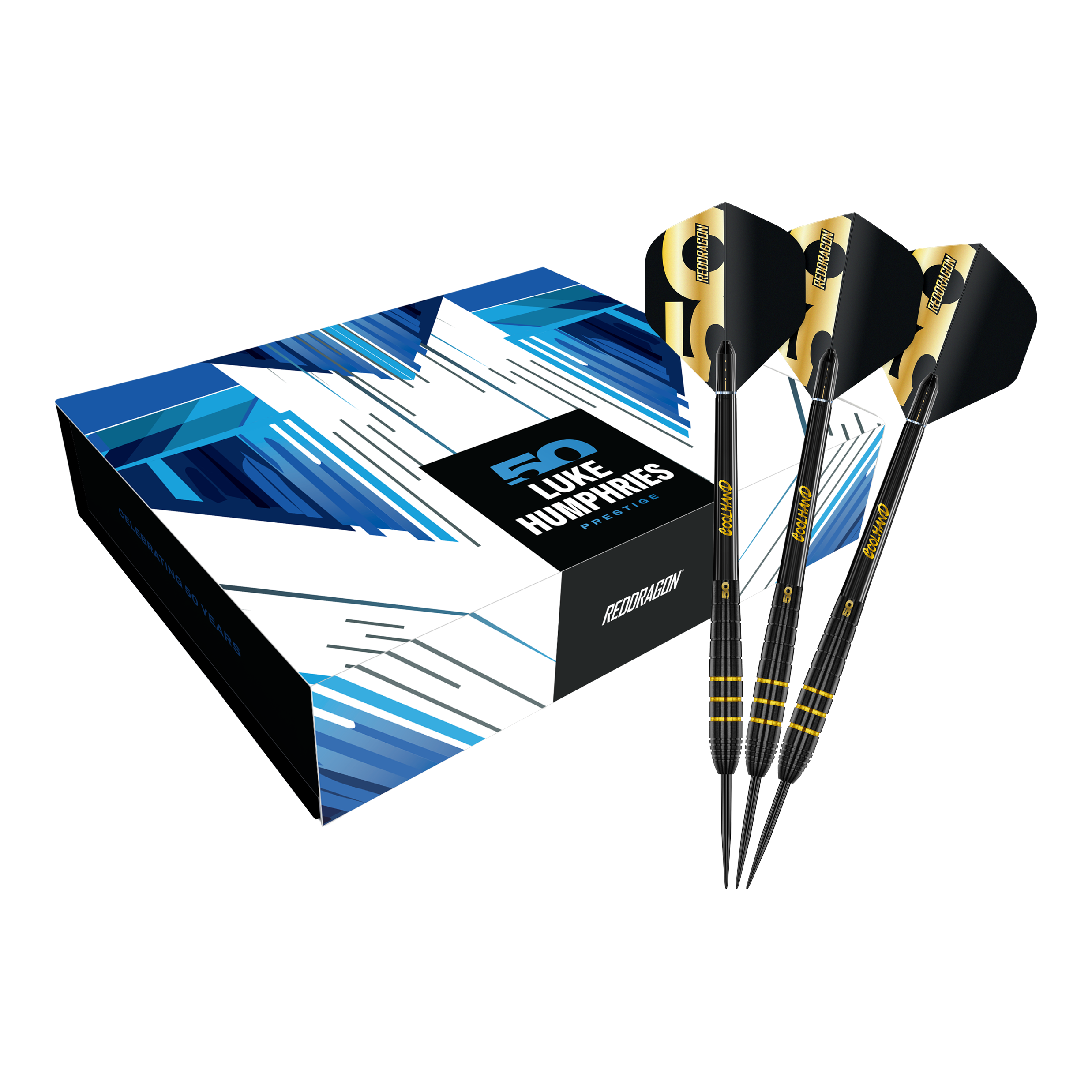 Red Dragon Luke Humphries 50 Years Player Limited Edition Steeldarts - 22g Das Bild zeigt den Red Dragon Luke Humphries 50 Years Player Limited Edition Steeldarts - 22g. Diese Edition ist für Dart-Enthusiasten und Sammler konzipiert.