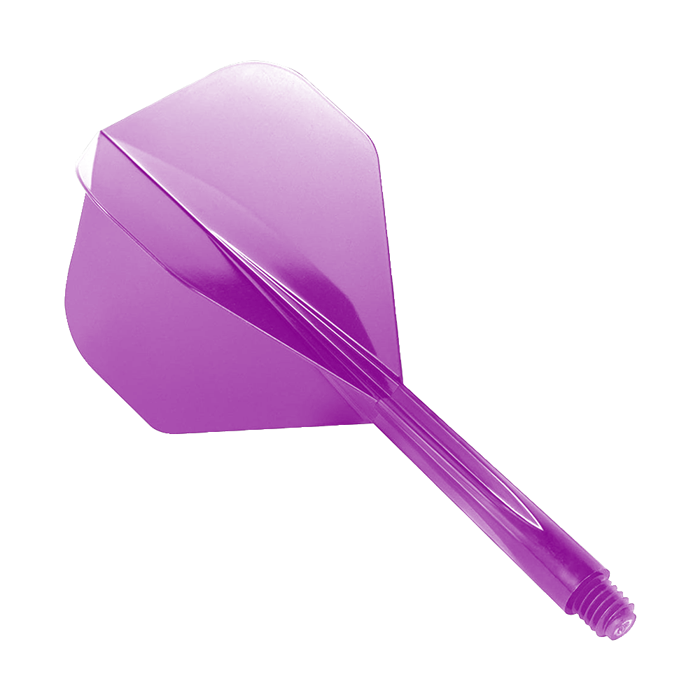 Standardní letový systém Condor Axe Purple Auf dem Bild ist ein lilafarbener Dart-Flight mit integriertem Shaft zu sehen. Es handelt sich um das Produkt „Condor Axe Purple Flight-System Standard“.