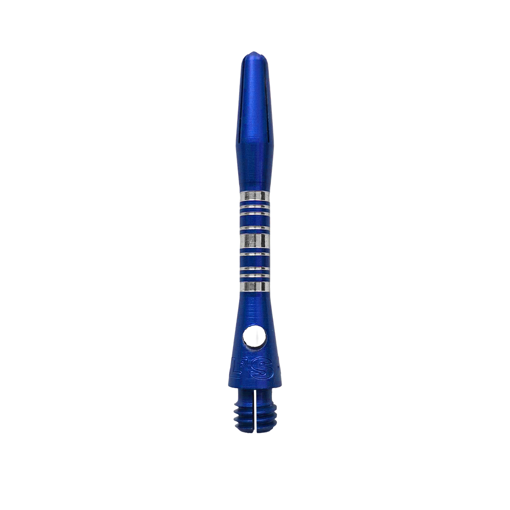 Hliníkové shafty Bulls NL Supra - modré - 34 mm Bulls NL Supra Aluminium Shafts in Blau und 34 mm Länge werden dargestellt. Diese Dartschäfte sind besonders robust und für präzises Werfen geeignet.