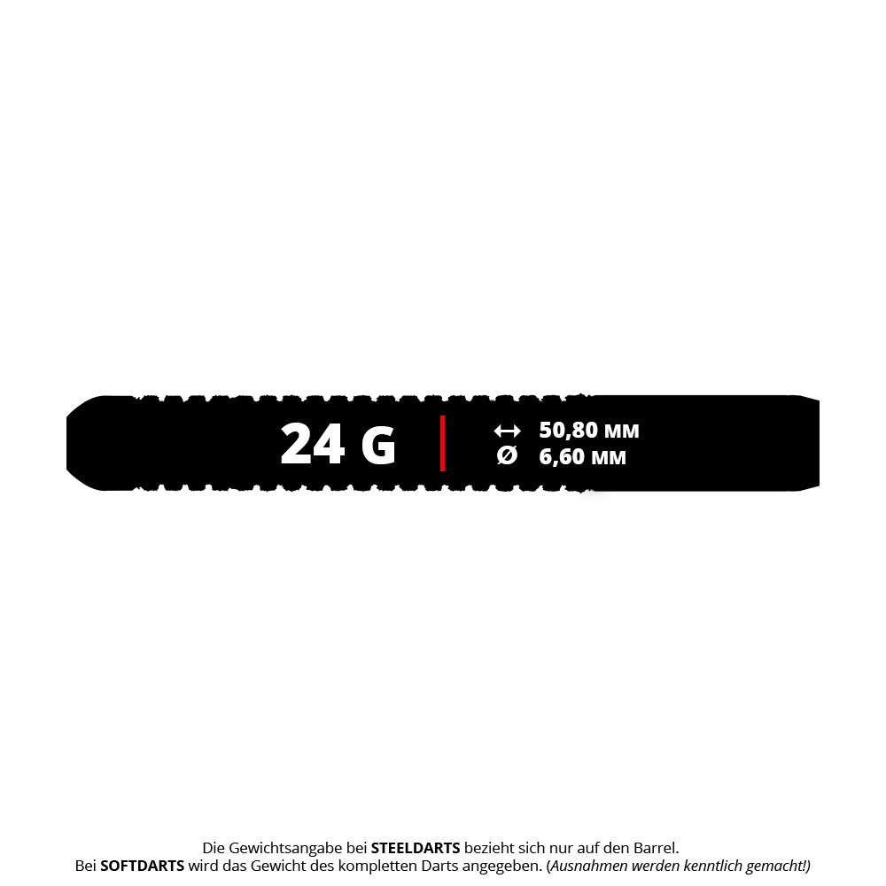 Red Dragon 50 Year Collection Element 6 B Steeldarts mit 24g Gewicht. Das Bild zeigt die Dartpfeile in der limitierten Jubiläumsedition.