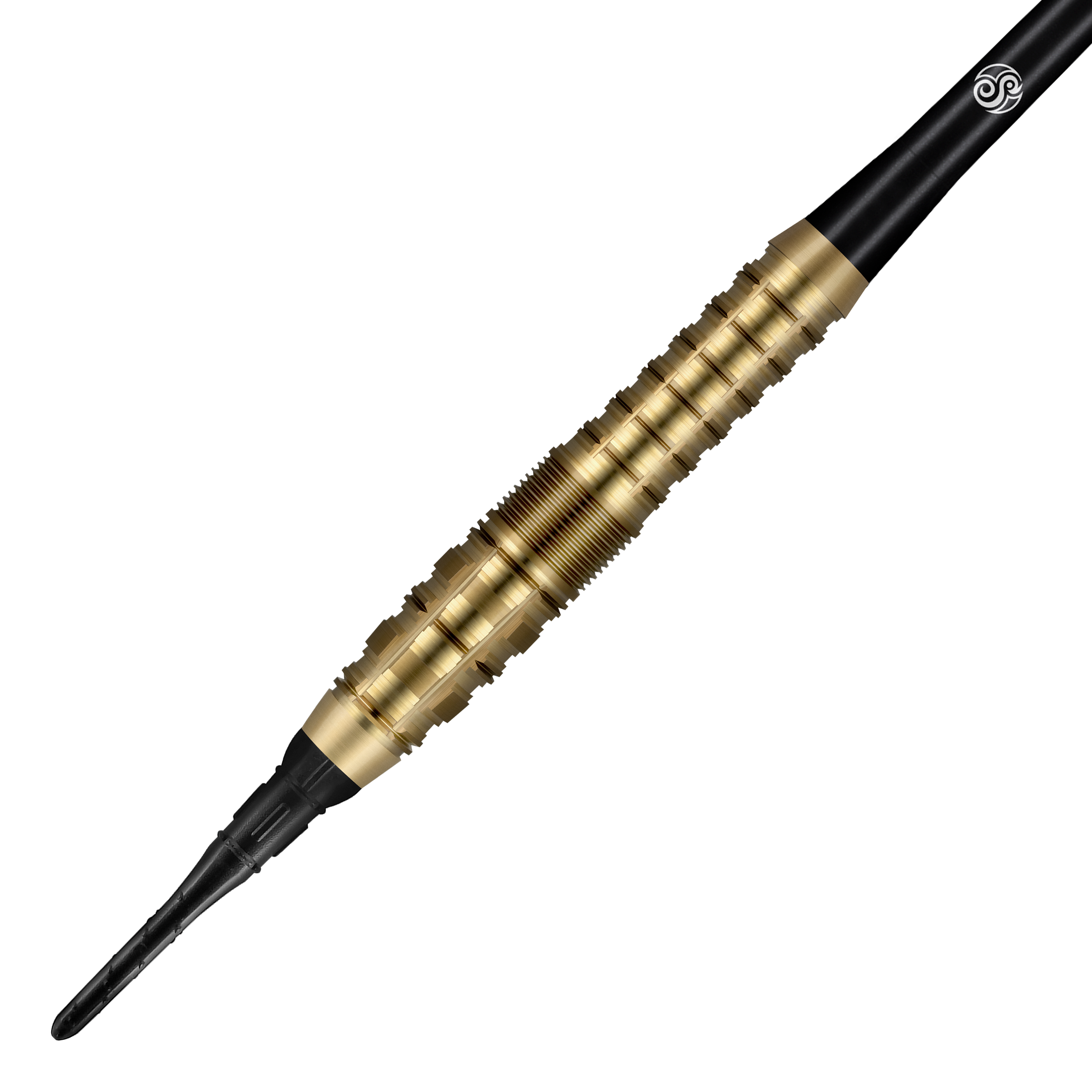 Šipky Shot Redline Gizmo Soft - 20g Das Bild zeigt einen Shot Redline Gizmo Softdart mit einem Gewicht von 20 Gramm. Der Dartpfeil hat einen goldfarbenen, geriffelten Griffbereich und eine schwarze Spitze.