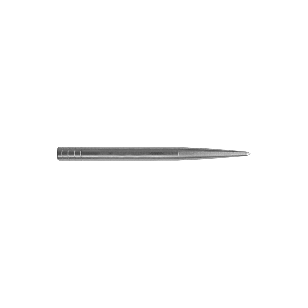 Špičky šipek Condor Beak Point bez výřezu Das Bild zeigt eine silberne Dartspitze, die lang und schmal ist. Sie hat keine zusätzlichen Schnitte und misst 32 mm in der Länge.