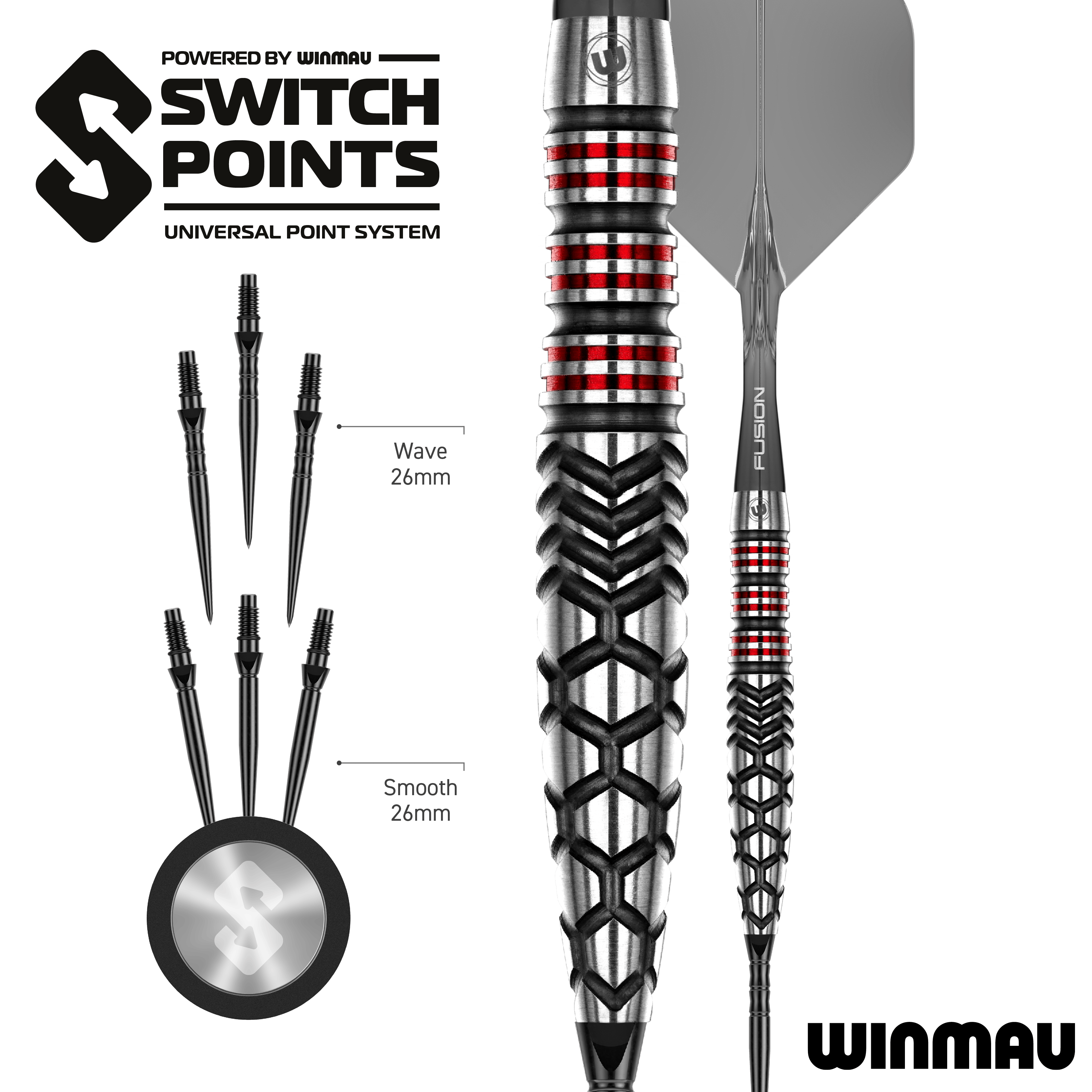 Přepínací body pro torpéda Winmau Fornax, ocelové šipky Das Bild zeigt die Winmau Fornax Torpedo Switch Points Steeldarts. Diese Steeldarts sind speziell für hohe Präzision und Leistung entwickelt.