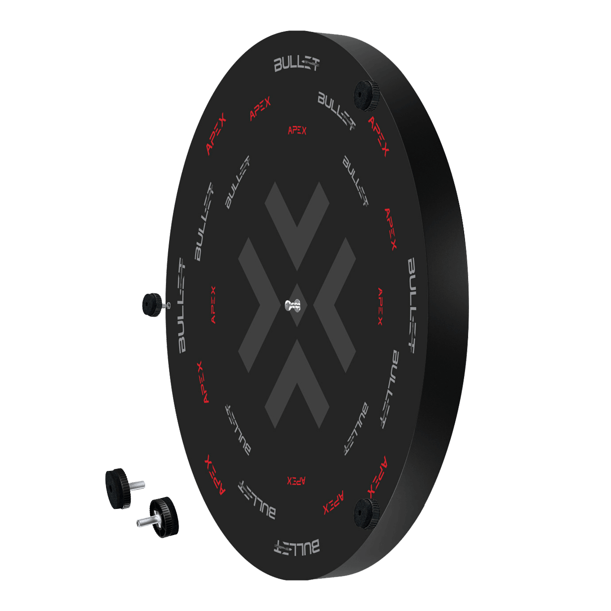 Ocelový terč Bullet Apex Dies ist das Bullet Apex Steeldartboard. Das Bild zeigt das Produkt in Nahaufnahme.