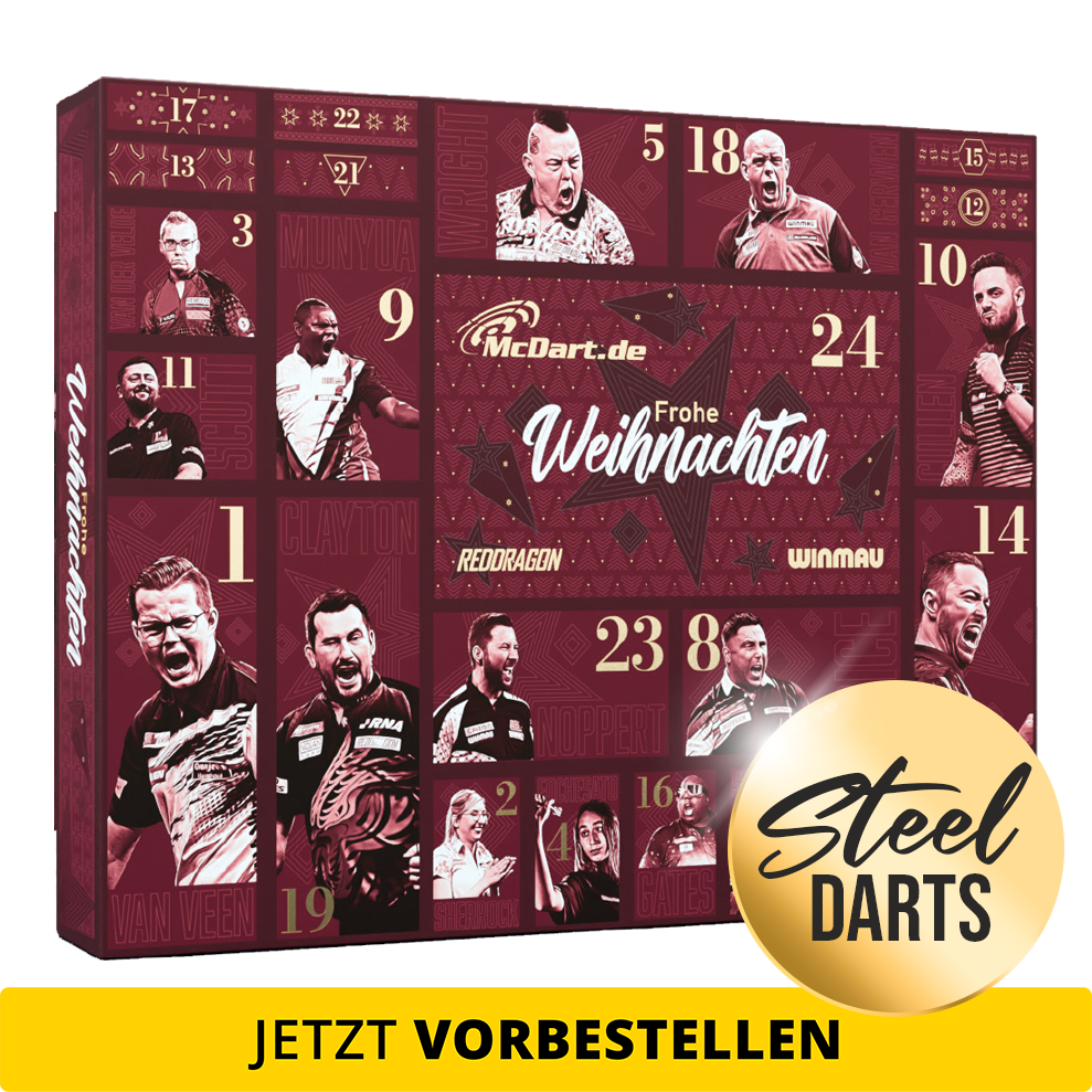 Adventní kalendář McDart Premium 2026 pro hráče steel dartů Adventní kalendář McDart Premium 2026 pro hráče steel dartů