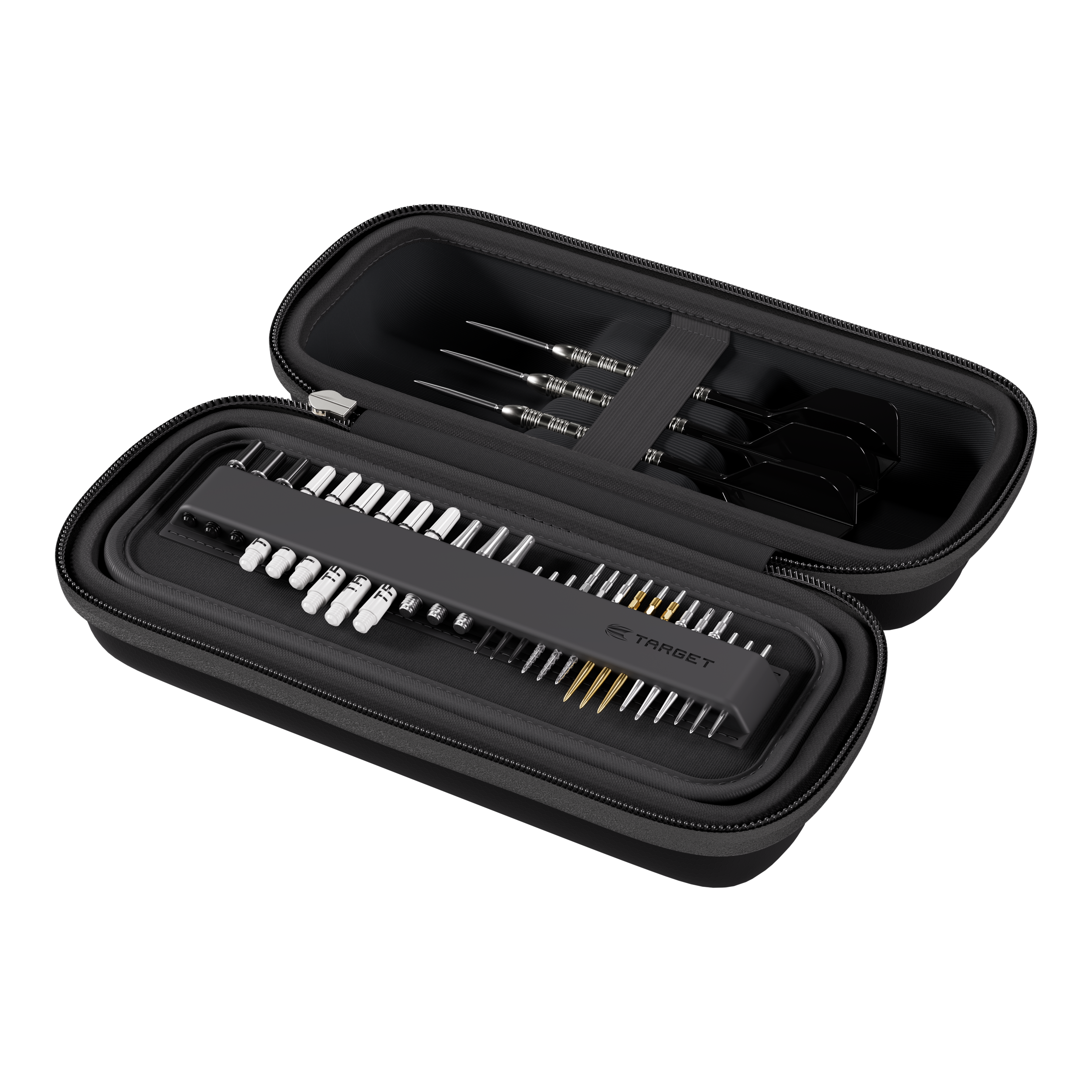 Pouzdro na šipky Target BOA Zu sehen ist ein Target BOA Dartcase in Schwarz. Das Dartcase eignet sich hervorragend zum sicheren Transport von Dartpfeilen.