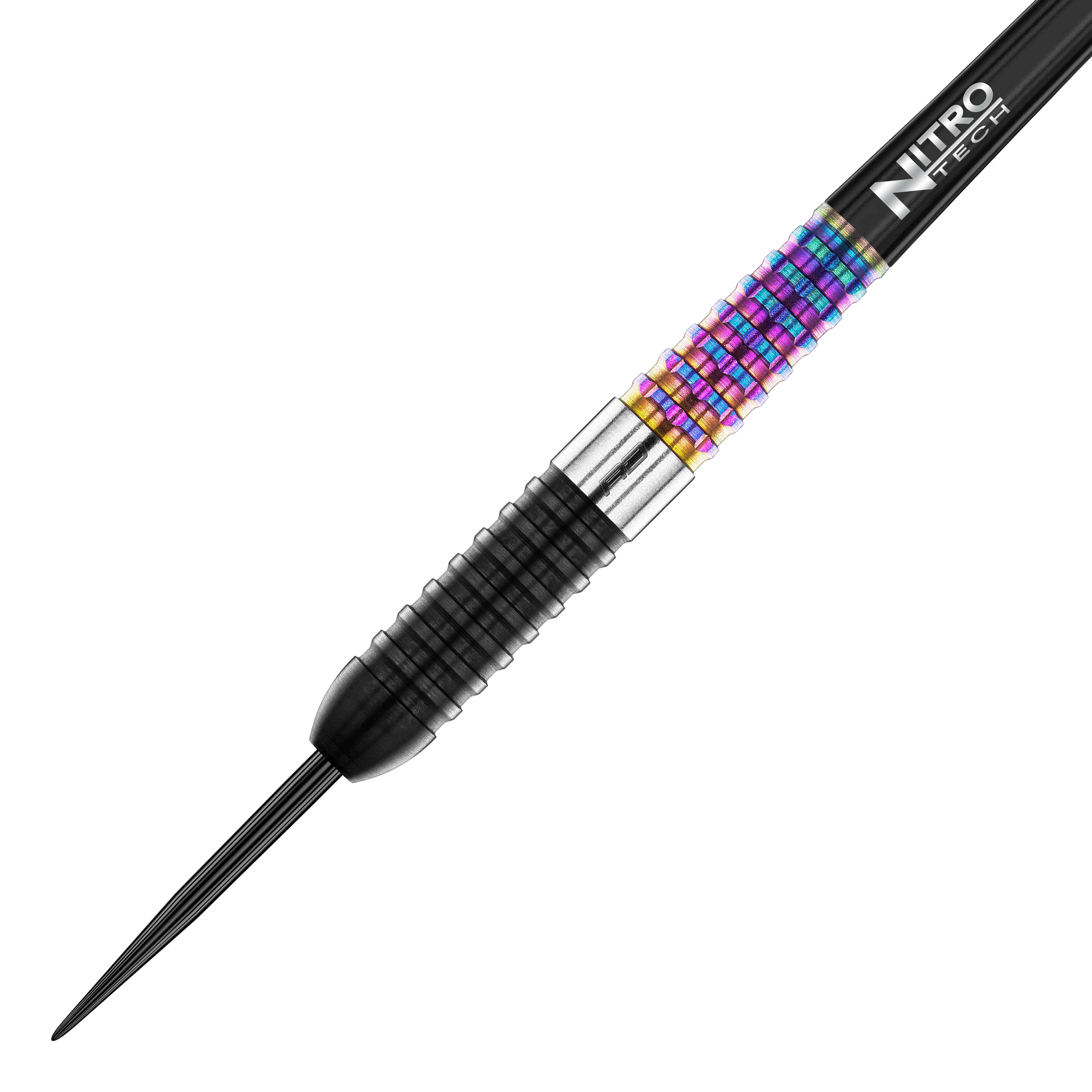 Red Dragon Peter Wright Corra Steeldarts Das Bild zeigt einen Red Dragon Peter Wright Corra Steeldart. Der Dartpfeil hat einen auffälligen, bunten Griffbereich und eine schwarze Spitze.