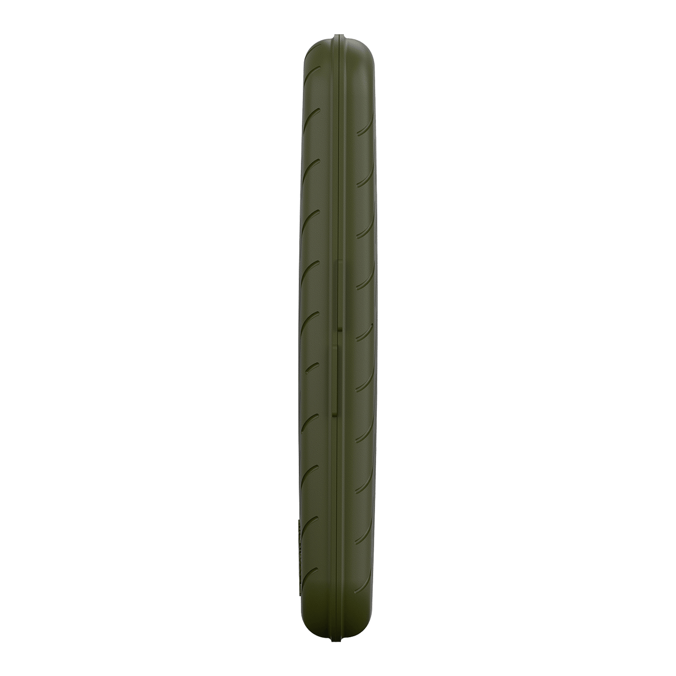 Pouzdro na šipky Harrows Slimcase Auf dem Bild ist ein schlankes, grünes Etui von der Seite zu sehen. Das Etui hat eine glatte Oberfläche mit leichten Rillen.